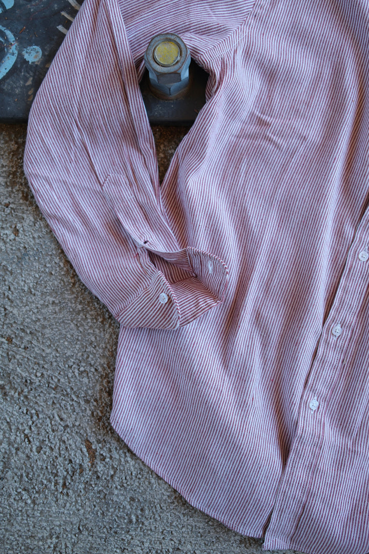 Gaffi & Co. Camicia Lino & Cotone Riga Rosso