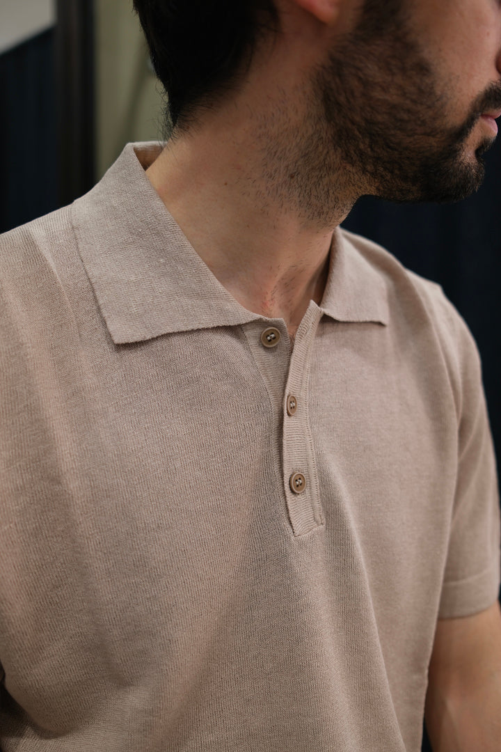 Gaffi & Co. Polo Bottoni Lino/Cotone Sabbia