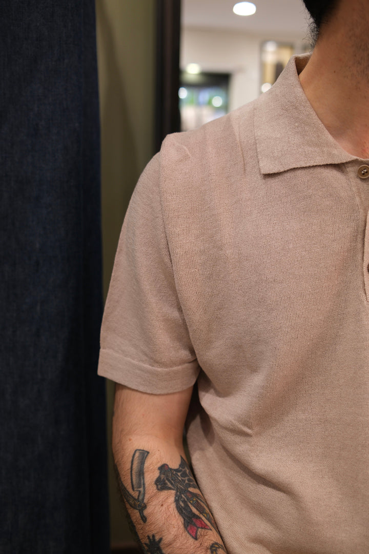 Gaffi & Co. Polo Bottoni Lino/Cotone Sabbia