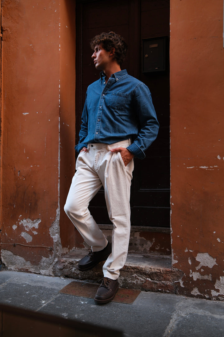 Gaffi & Co. Pantalone Dante Velluto Panna