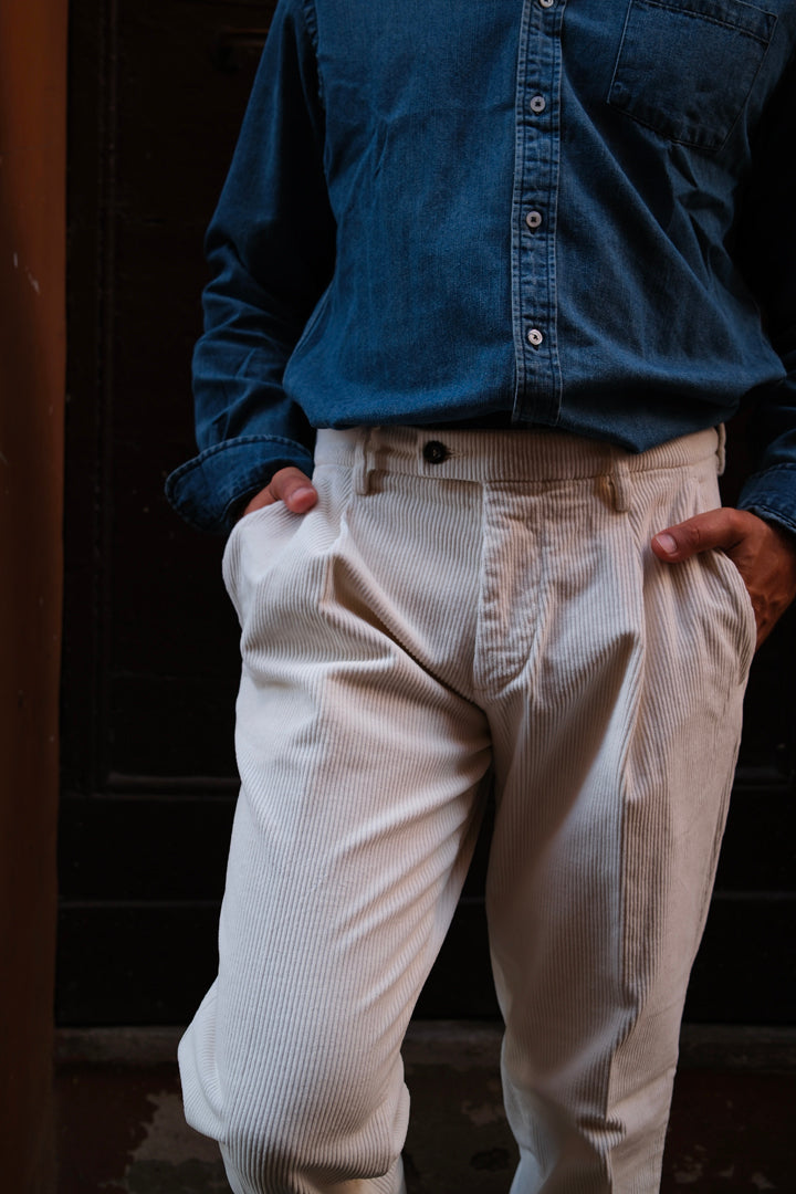 Gaffi & Co. Pantalone Dante Velluto Panna