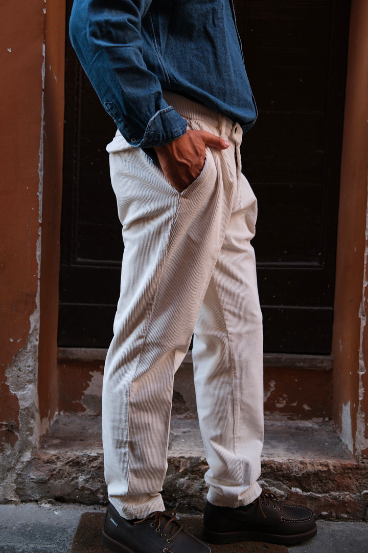 Gaffi & Co. Pantalone Dante Velluto Panna