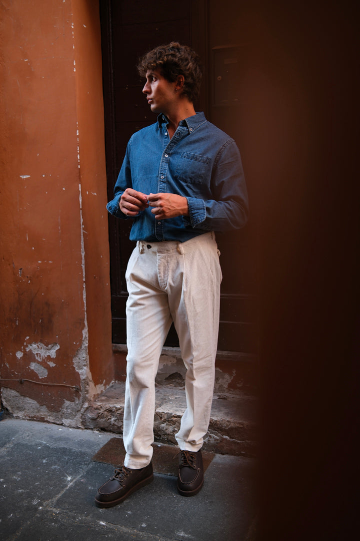Gaffi & Co. Pantalone Dante Velluto Panna
