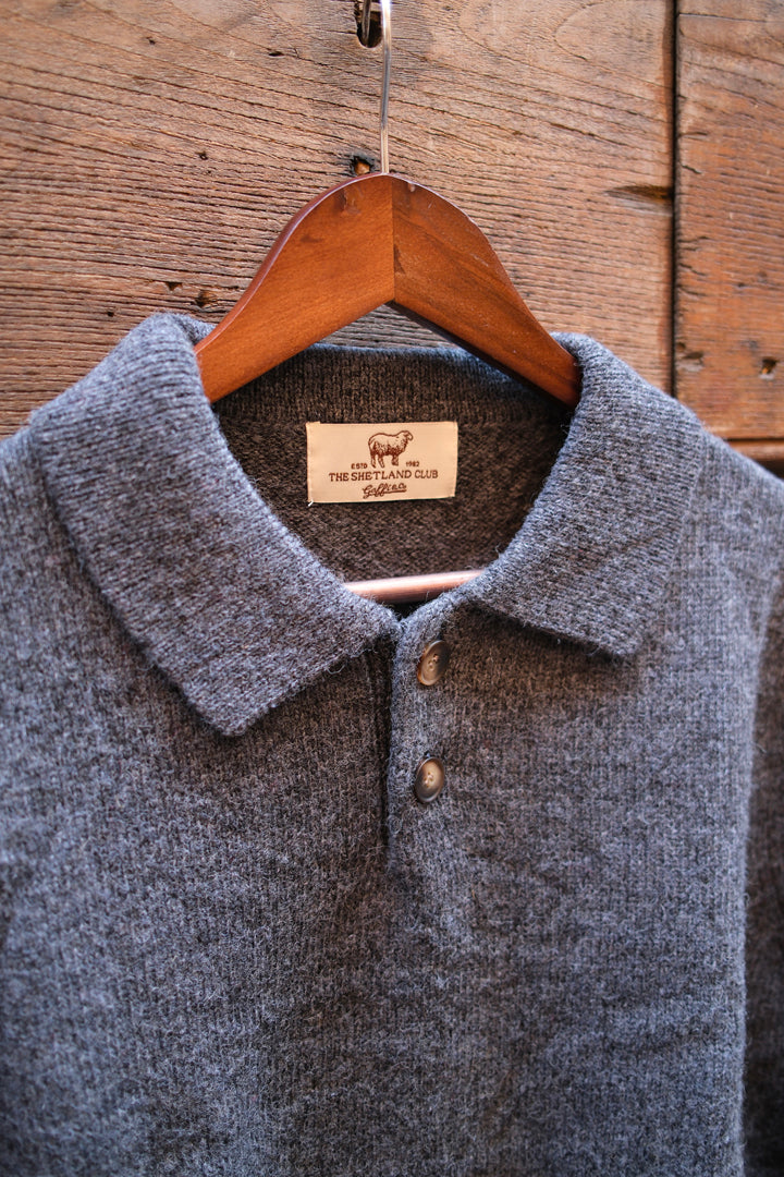 Gaffi & Co. Polo 2 Bottoni Shetland Grigio Scuro