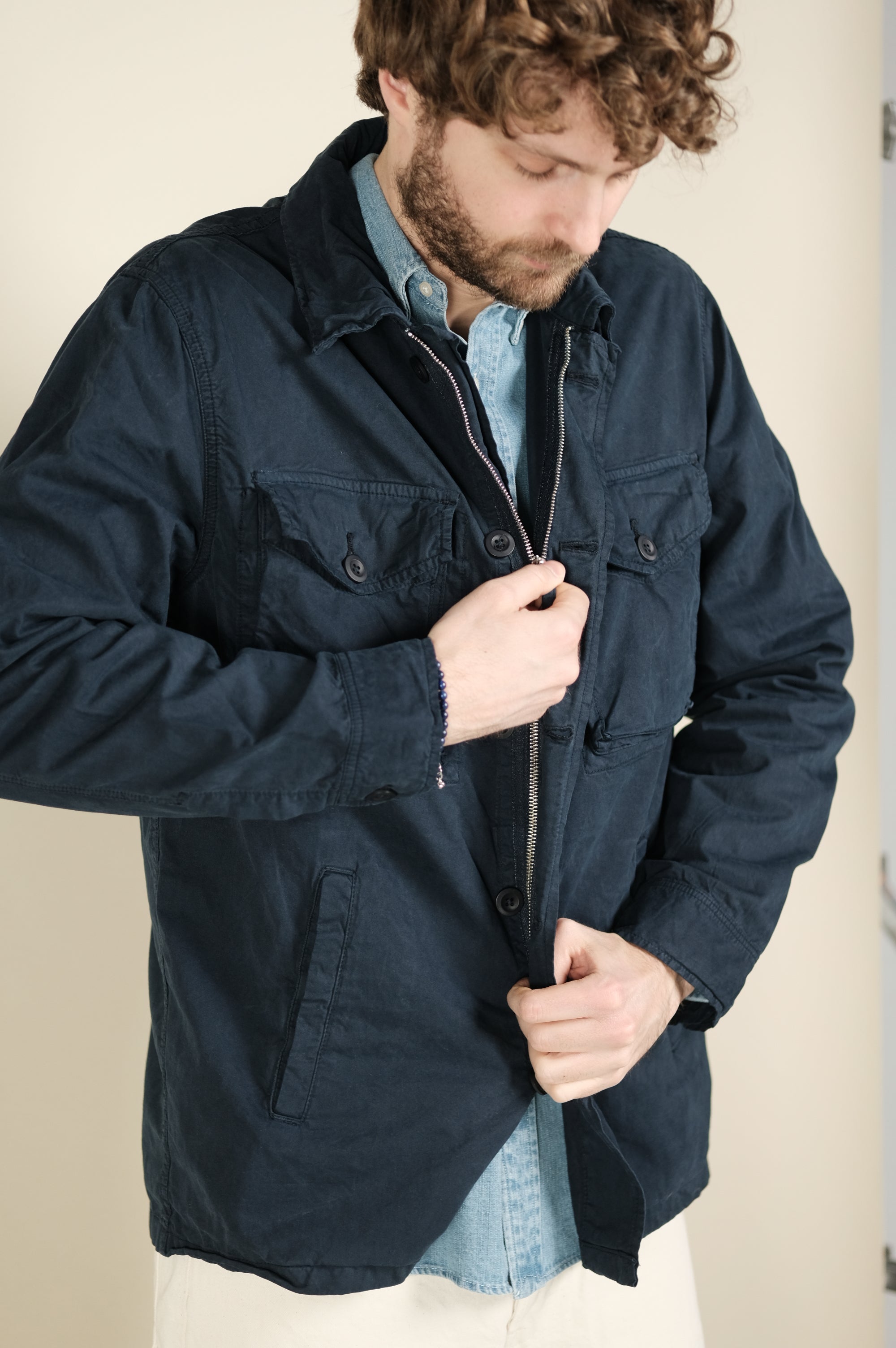 Hartford Jonah Woven Jacket Worker Blue