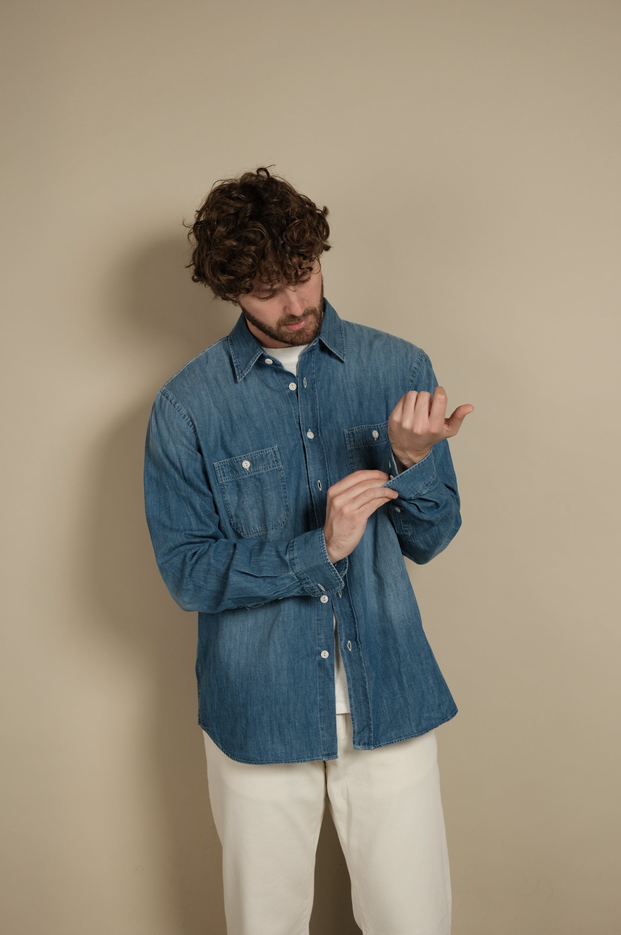 Hartford Pocket Woven Shirt Used Indigo