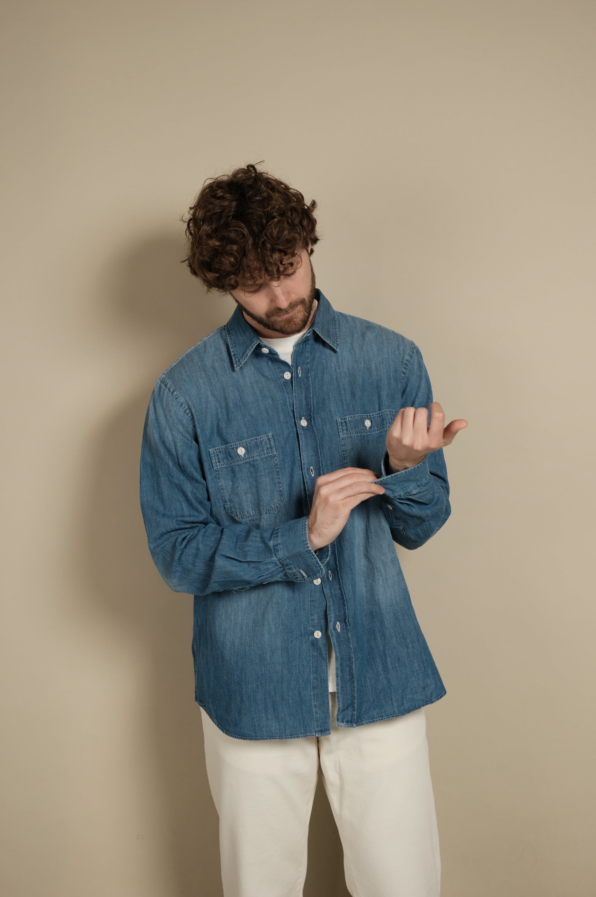 Hartford Pocket Woven Shirt Used Indigo