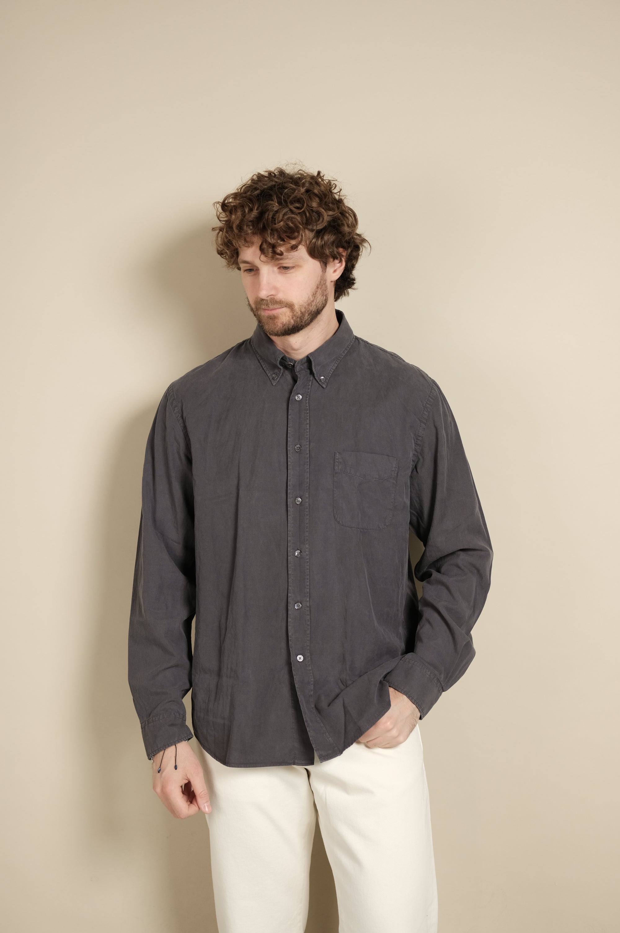 Hartford Pitt Woven Shirt Charcoal