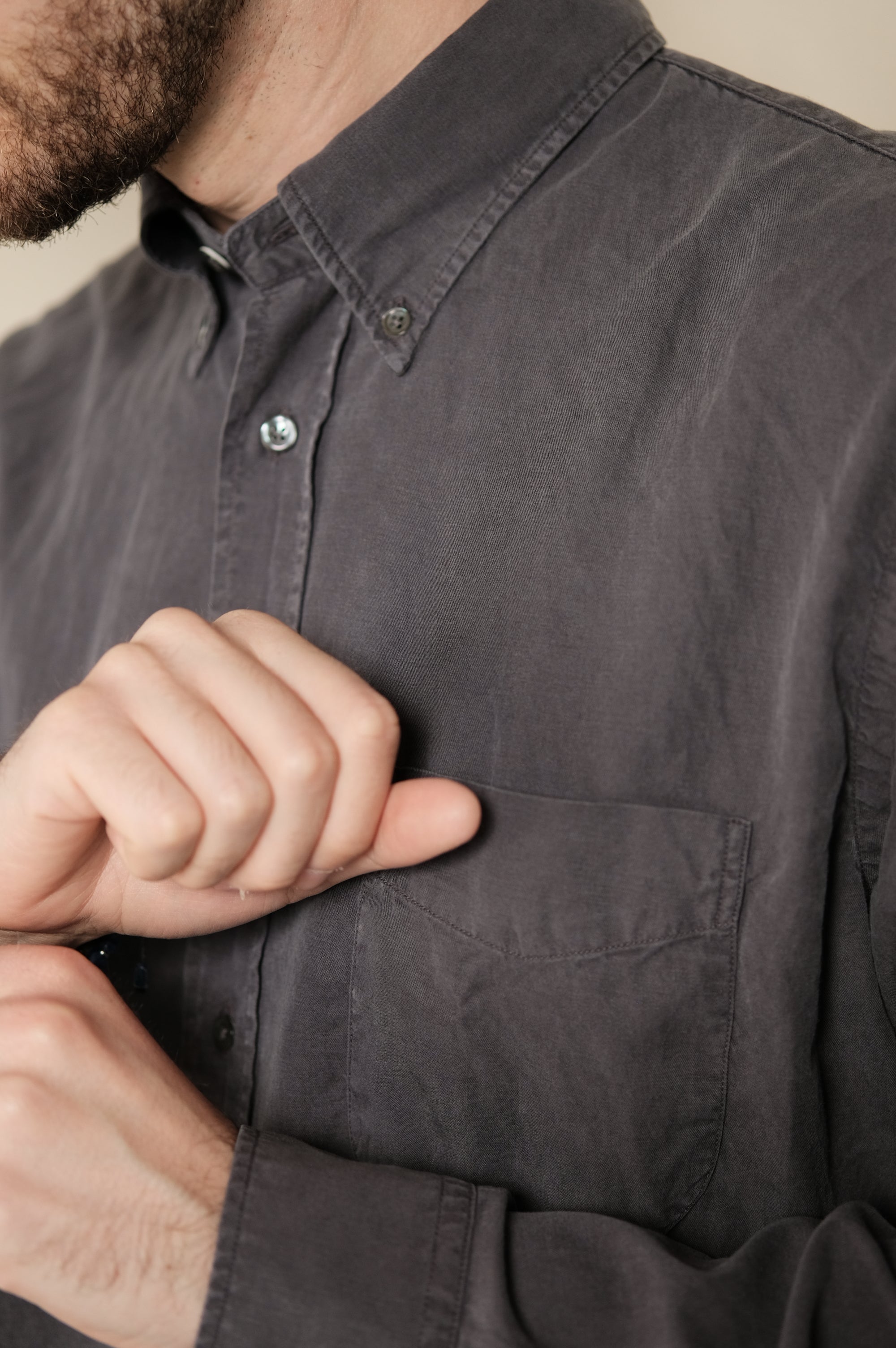 Hartford Pitt Woven Shirt Charcoal
