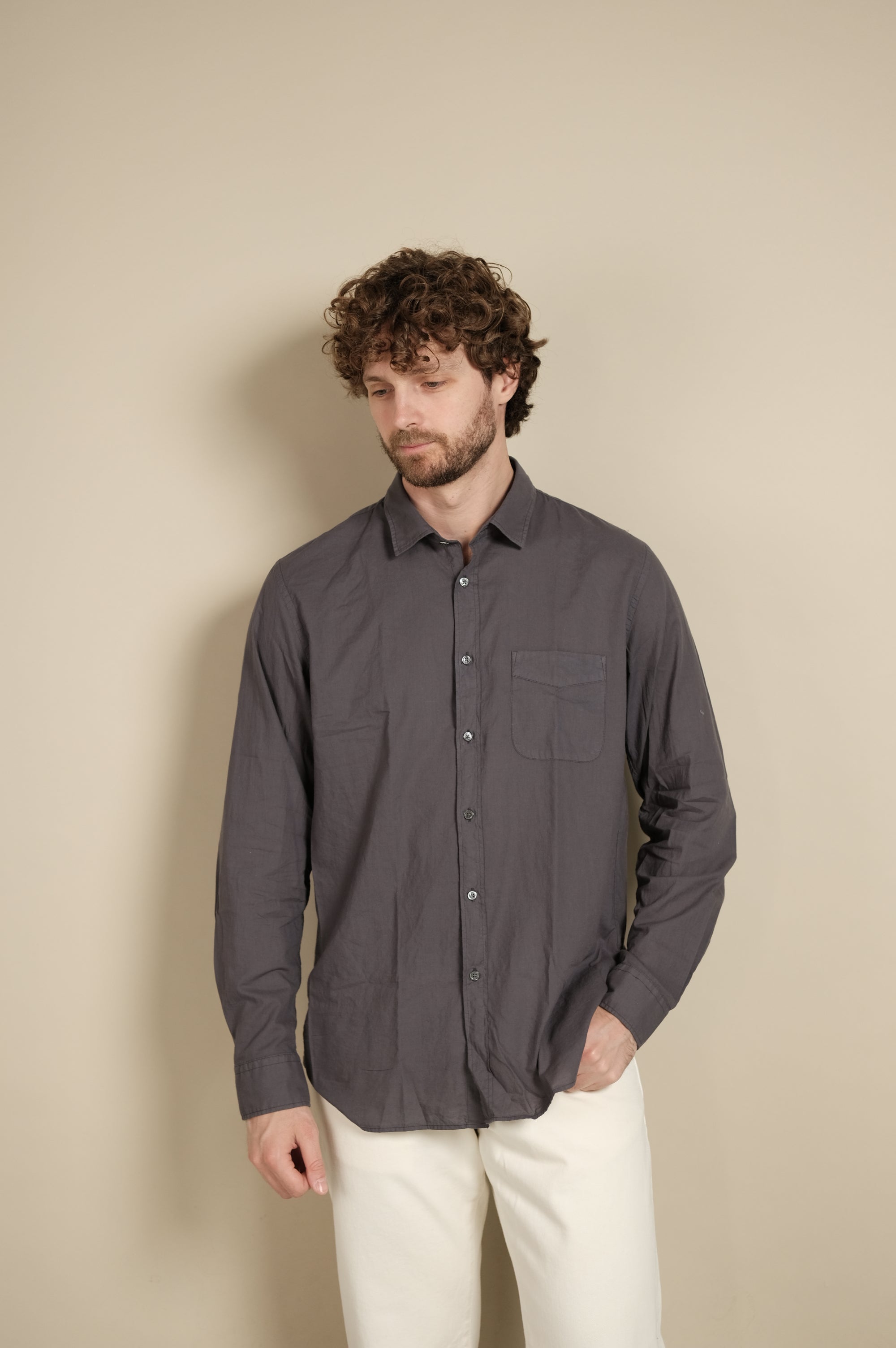 Hartford Storm Woven Shirt Charcoal