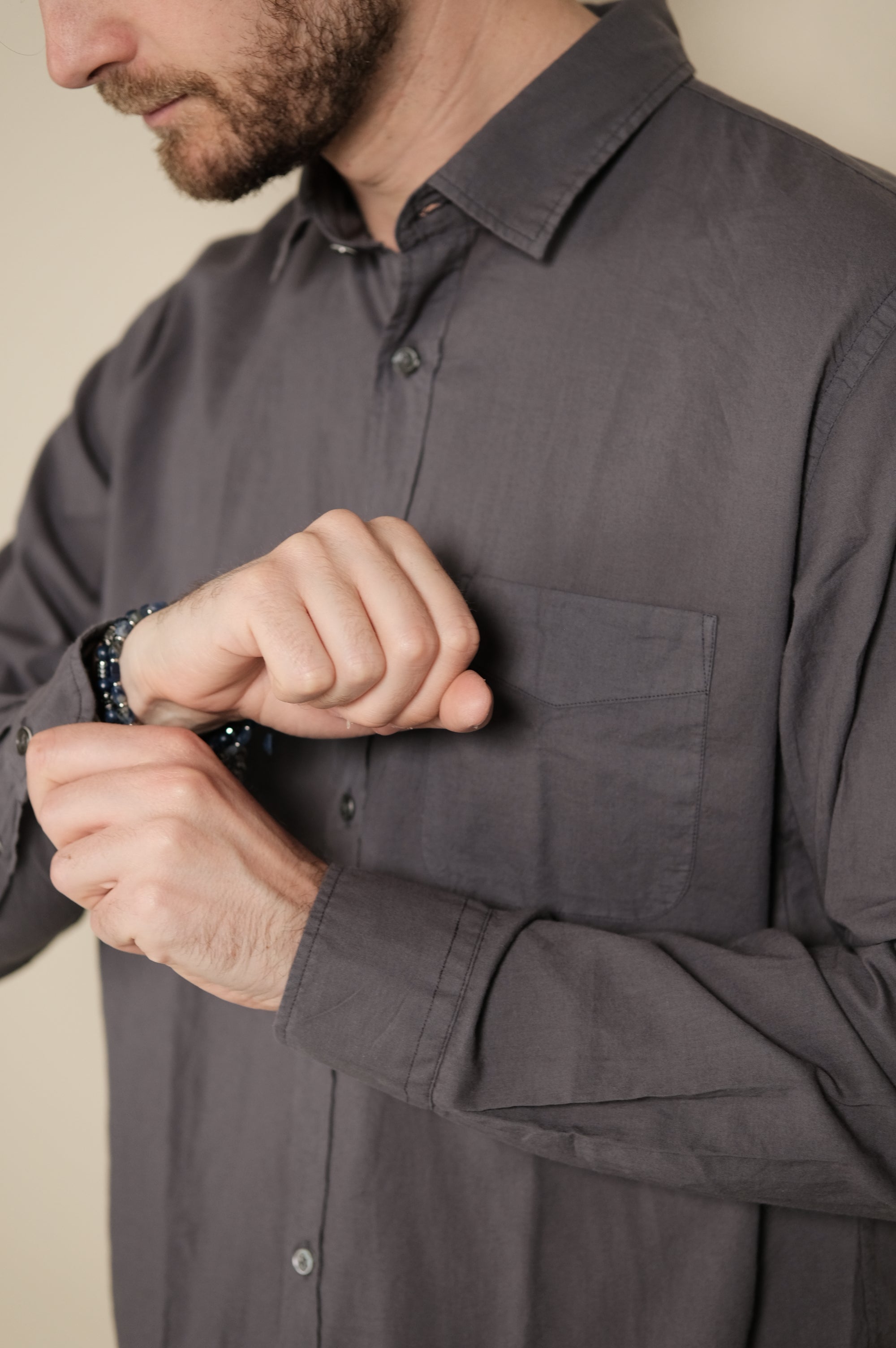 Hartford Storm Woven Shirt Charcoal