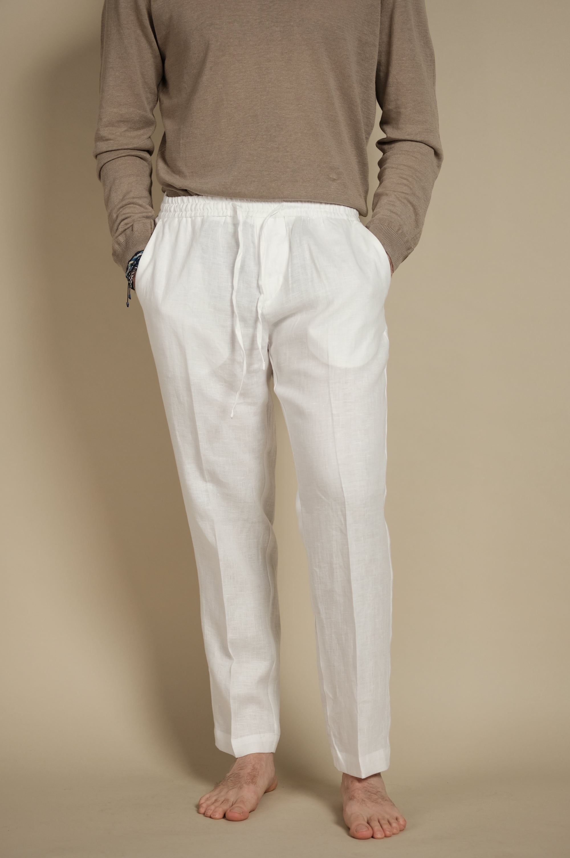 Gaffi & Co. Pantalone Lino Jerry Bianco
