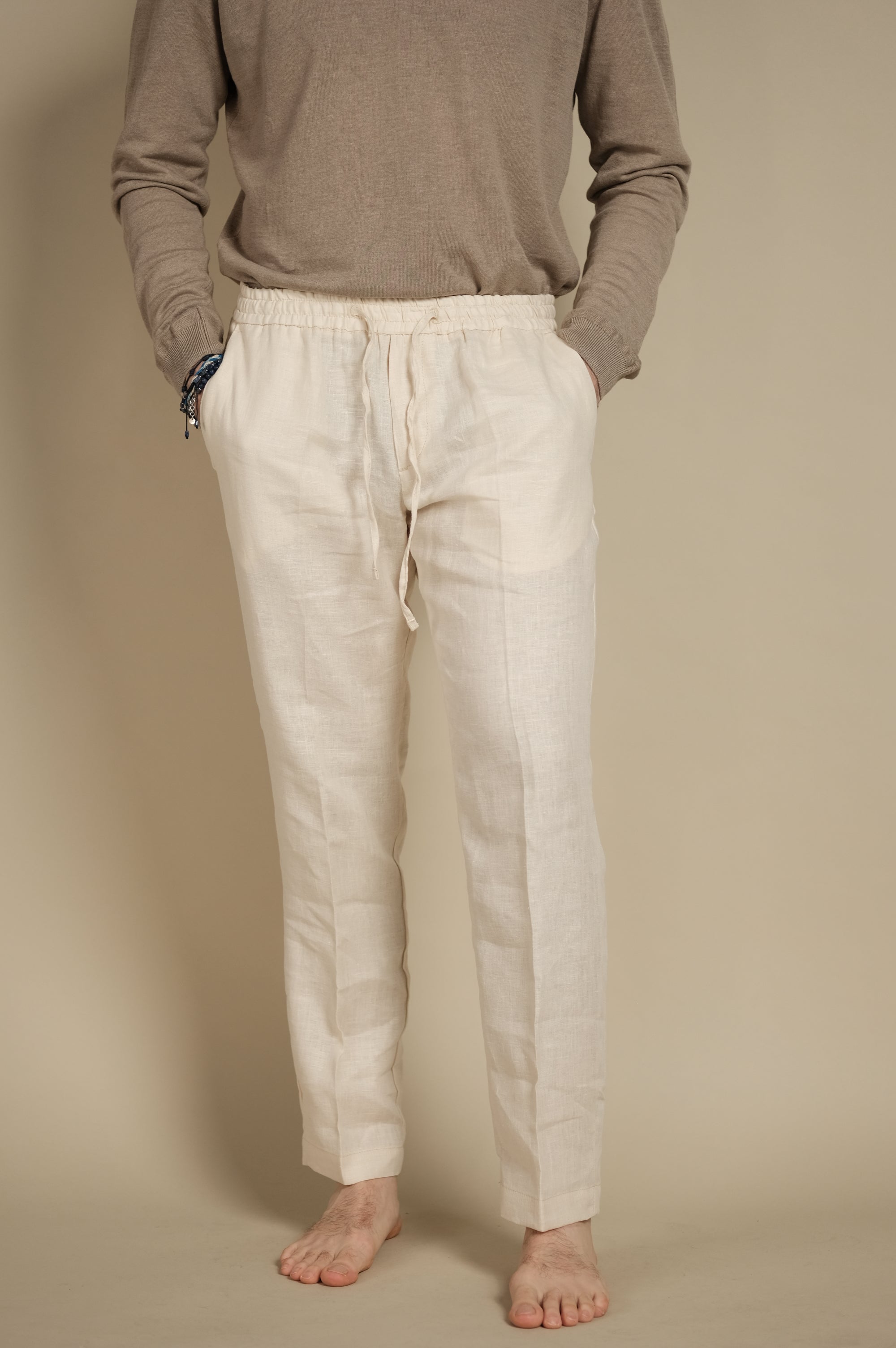 Gaffi & Co. Pantalone Lino Jerry Ecru'
