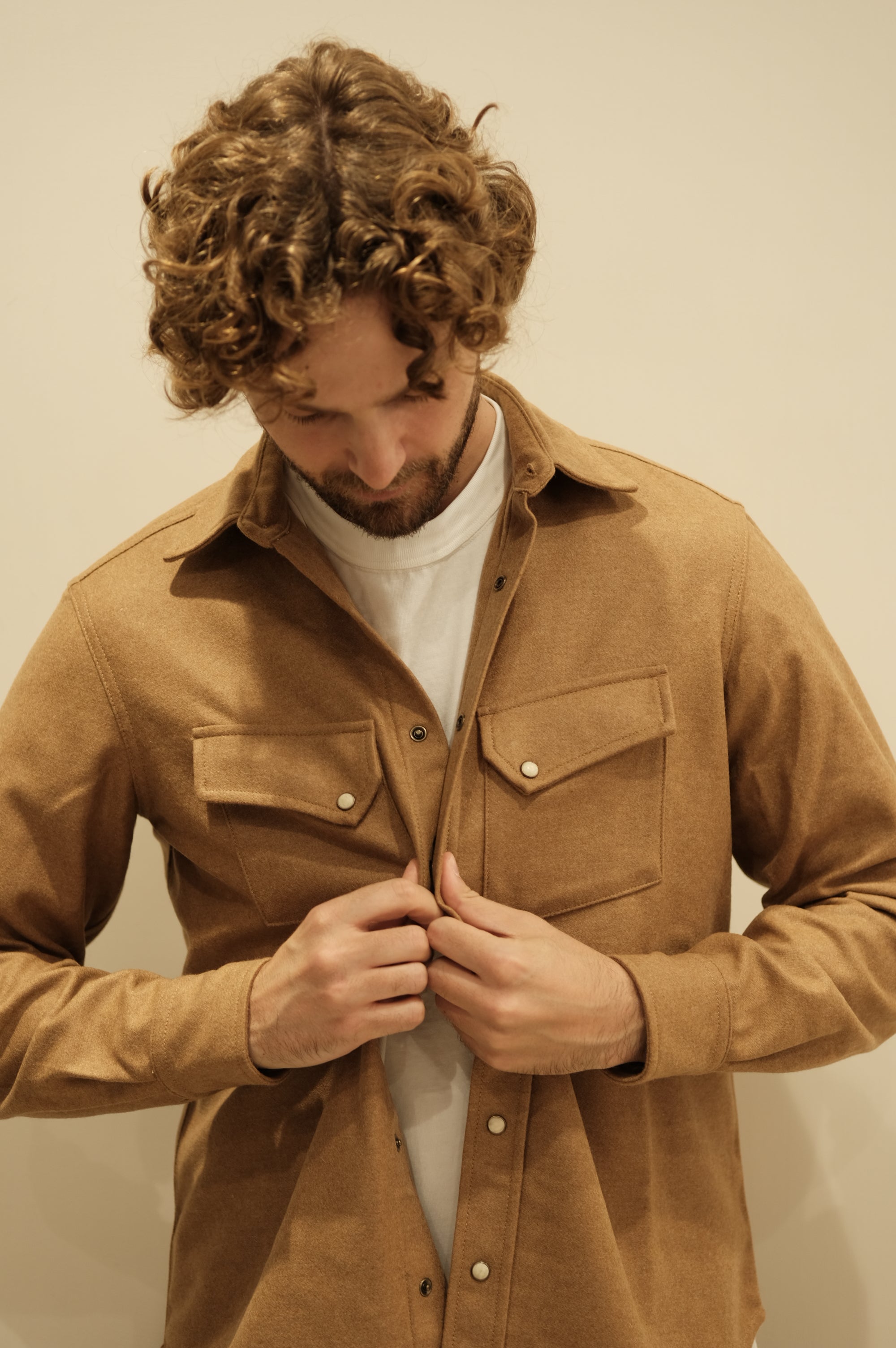 Fortela Pasadena Wool Texan Shirt Camel