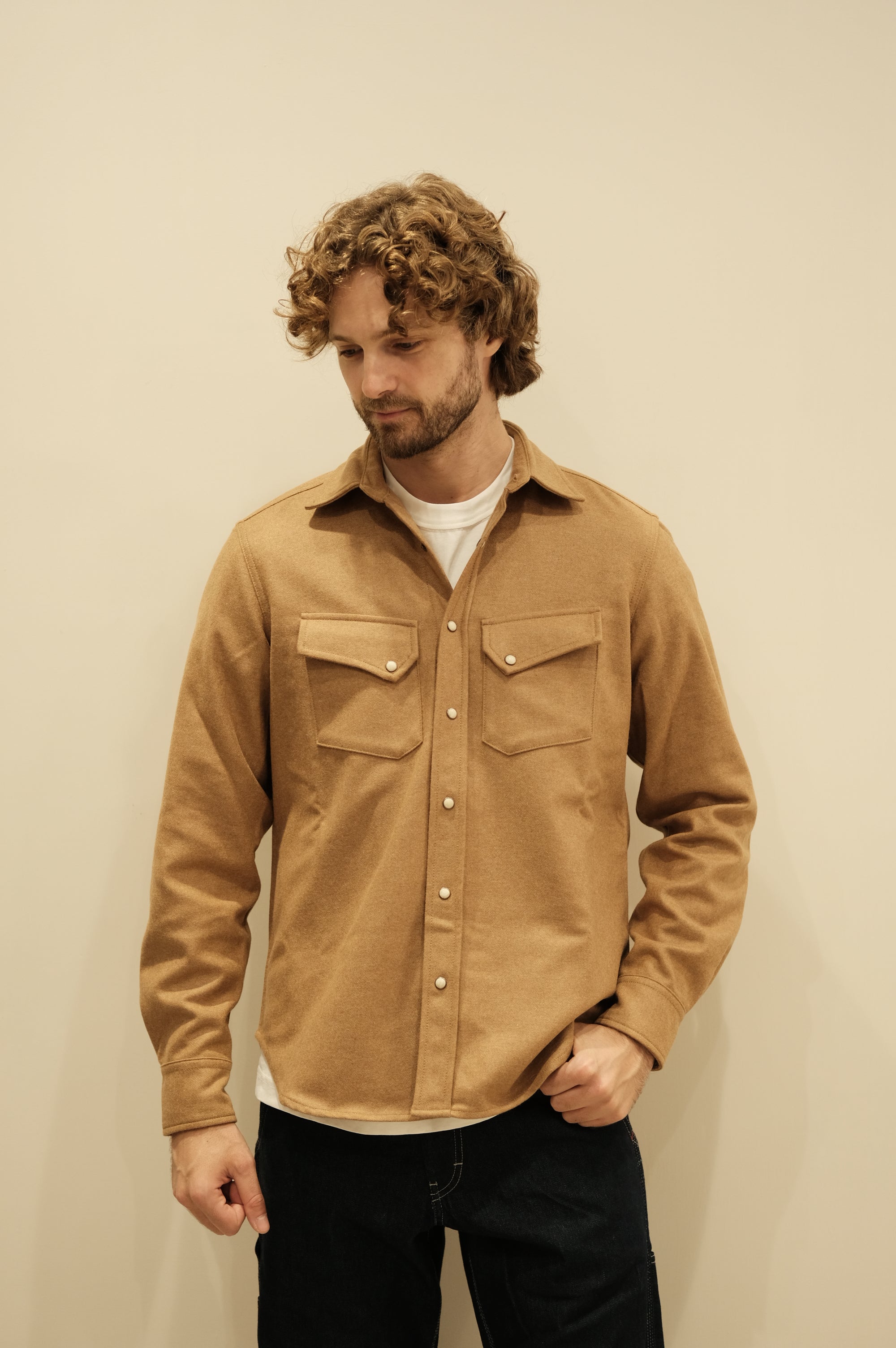 Fortela Pasadena Wool Texan Shirt Camel