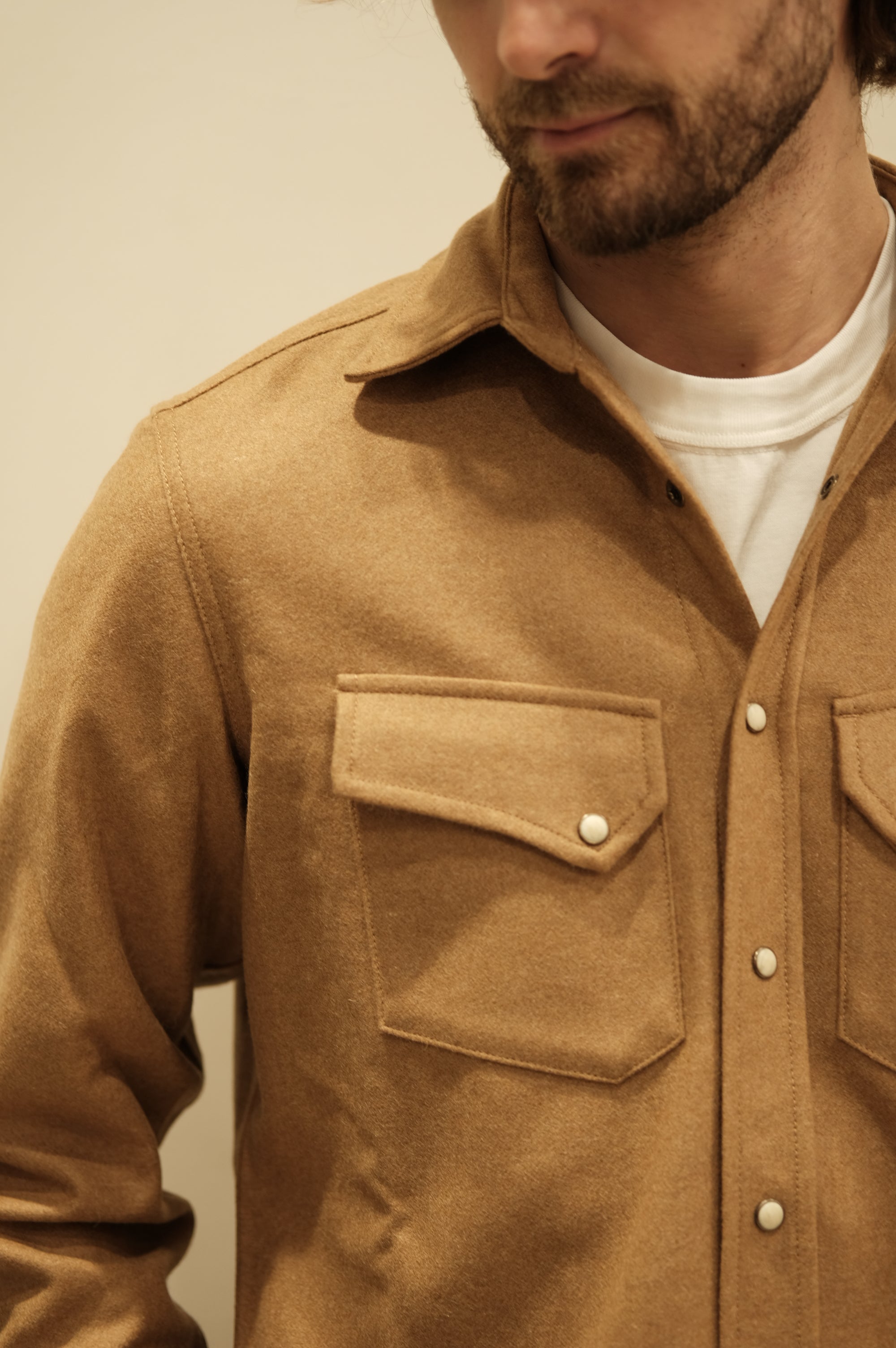 Fortela Pasadena Wool Texan Shirt Camel