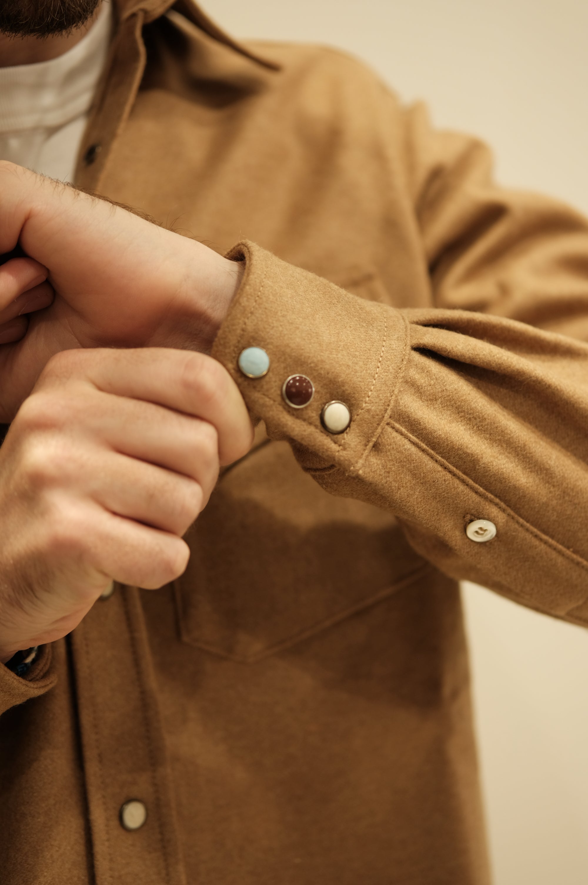Fortela Pasadena Wool Texan Shirt Camel
