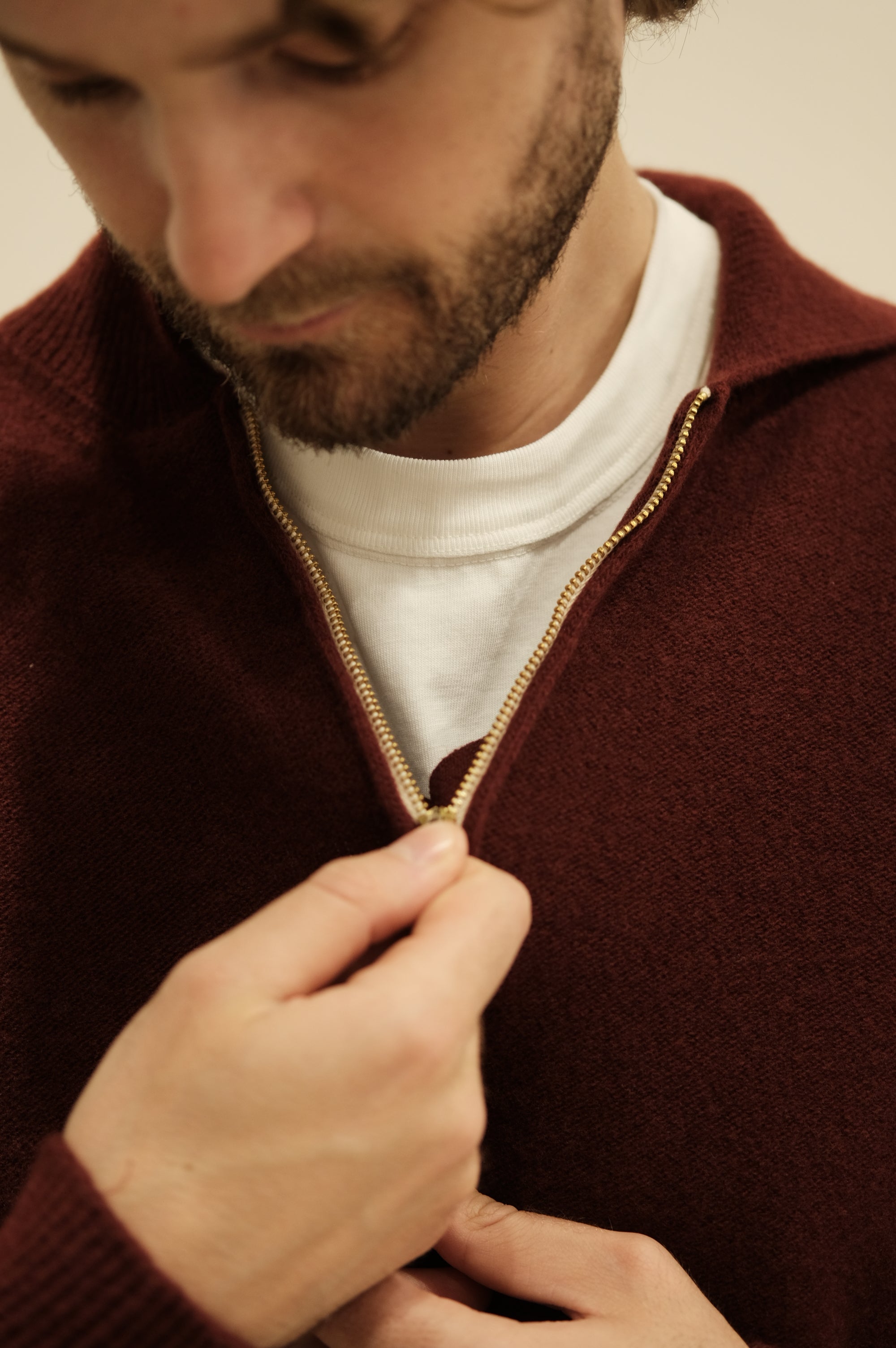 Fortela Yale Wool Zippered Sweatshirt Prune