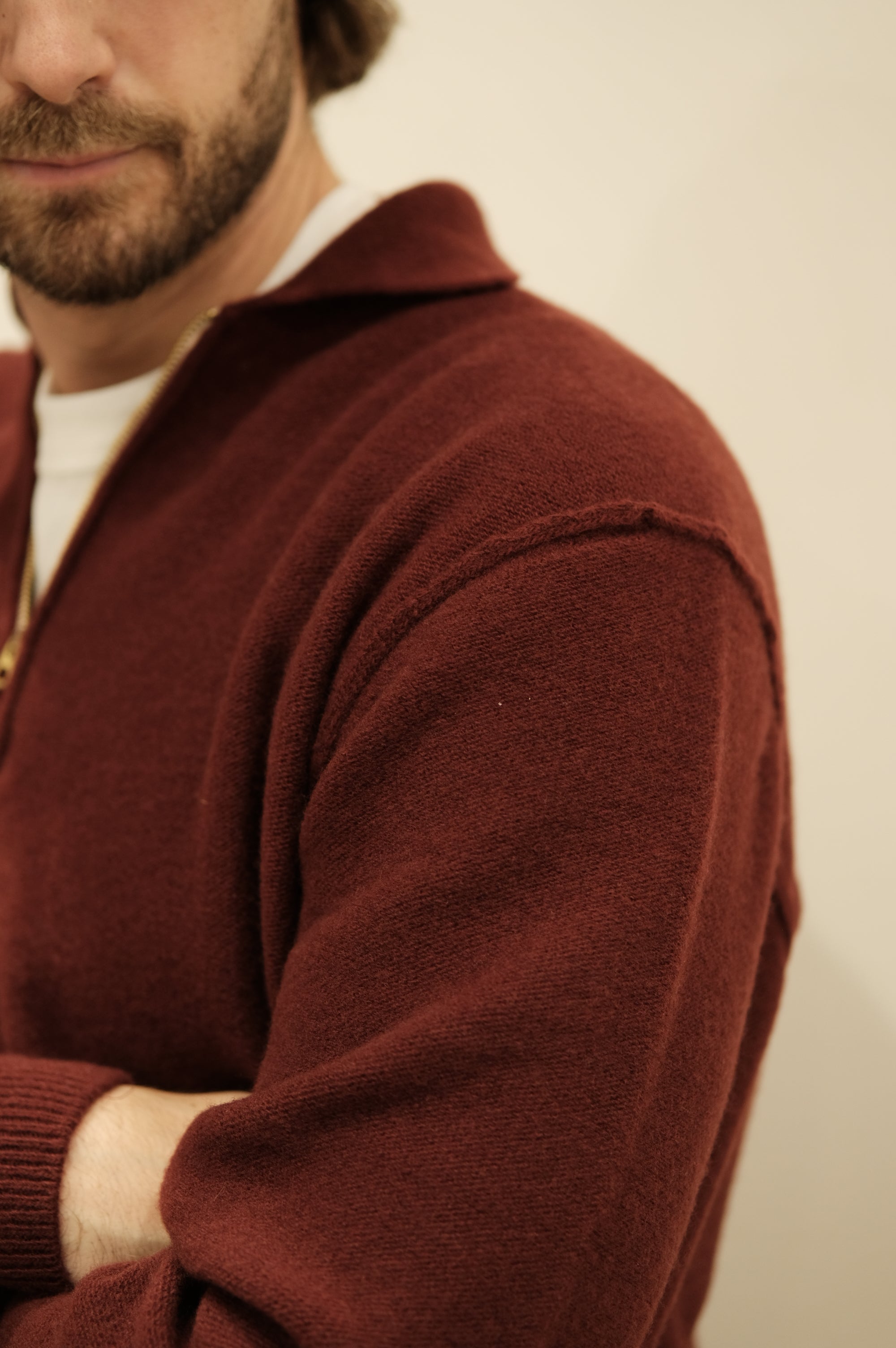 Fortela Yale Wool Zippered Sweatshirt Prune