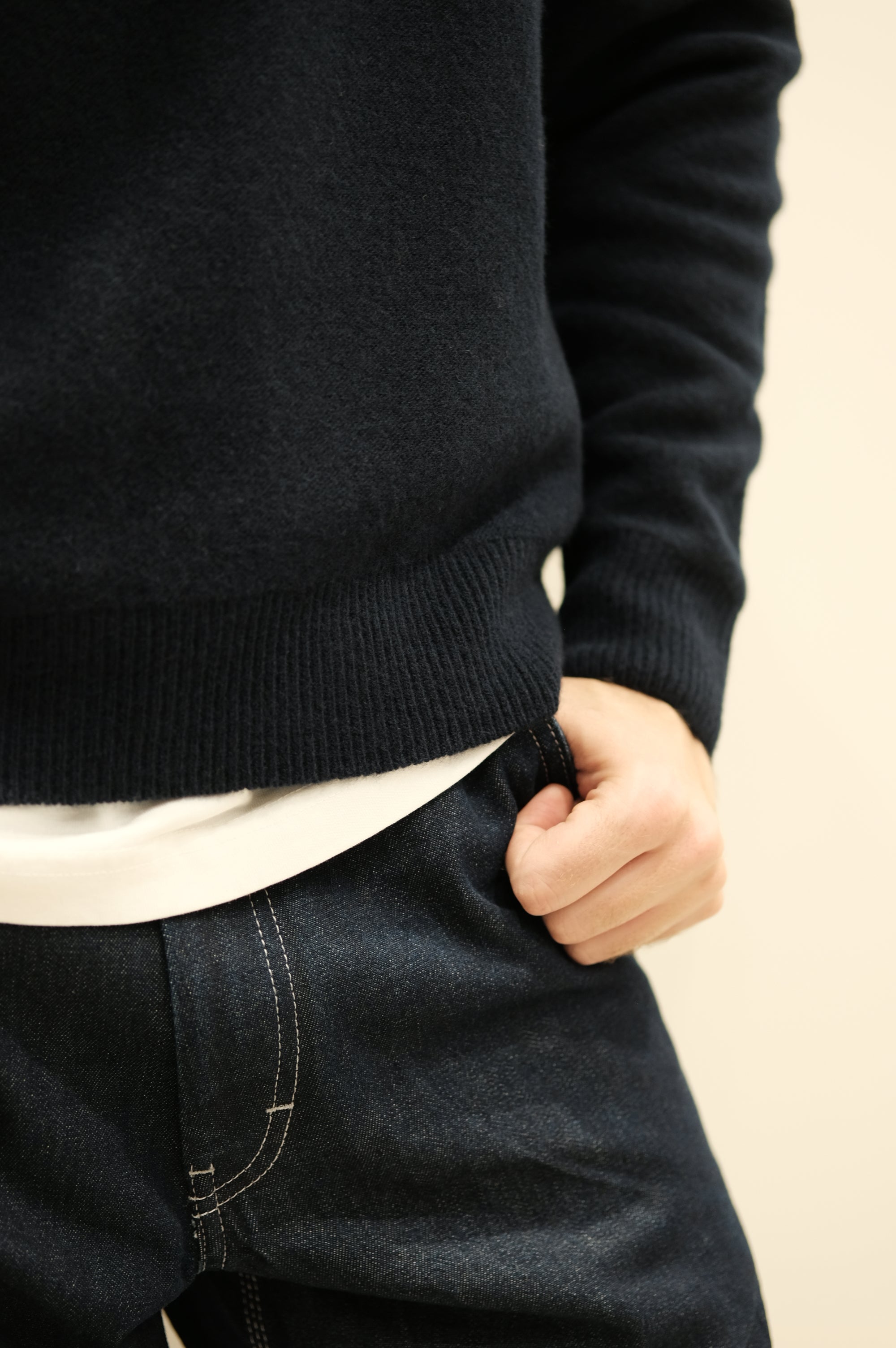 Fortela Yale Wool Zippered Sweatshirt Navy