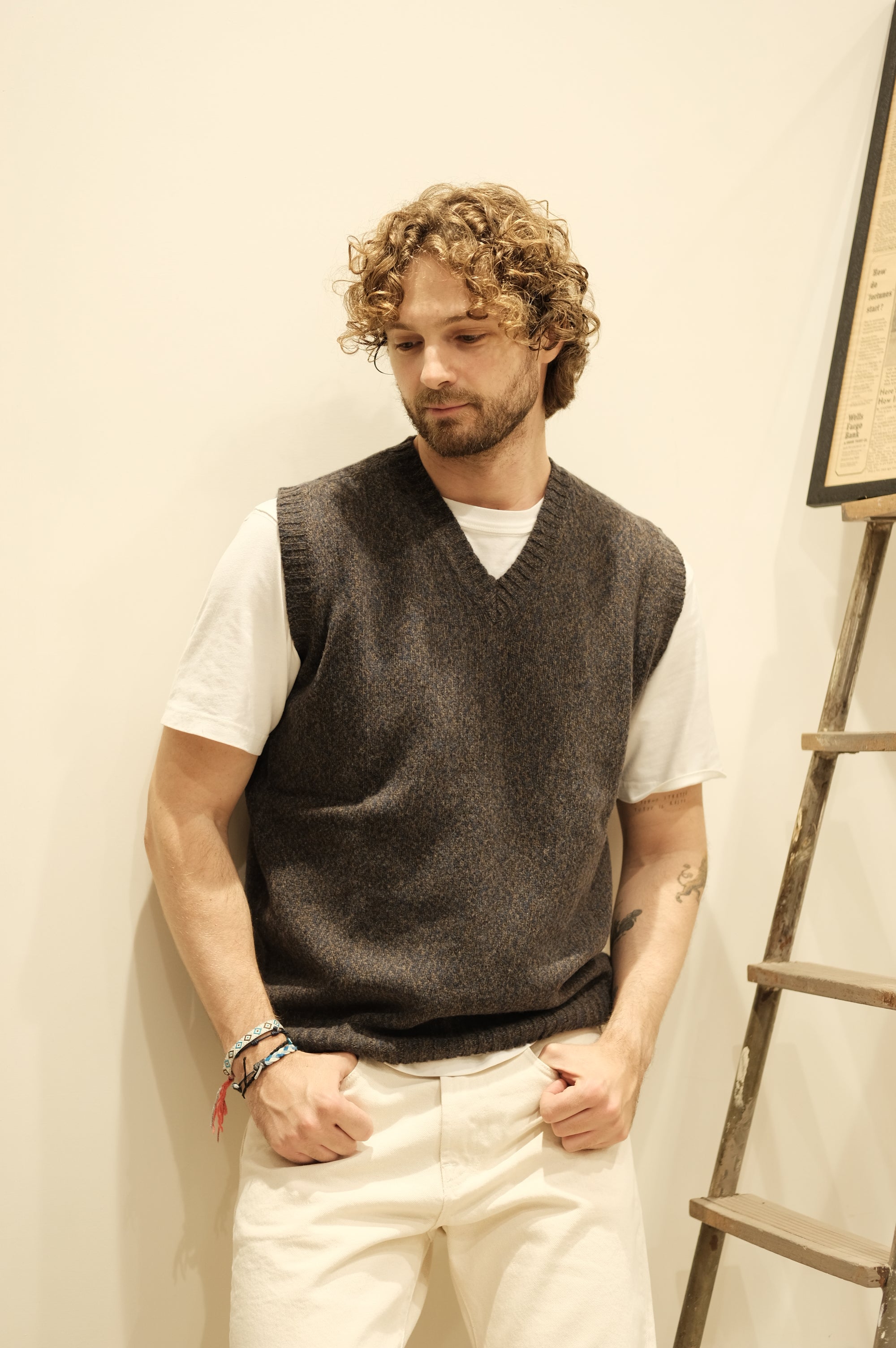 Gaffi & Co. Gilet Moulinè St.Michael Blu/Moro