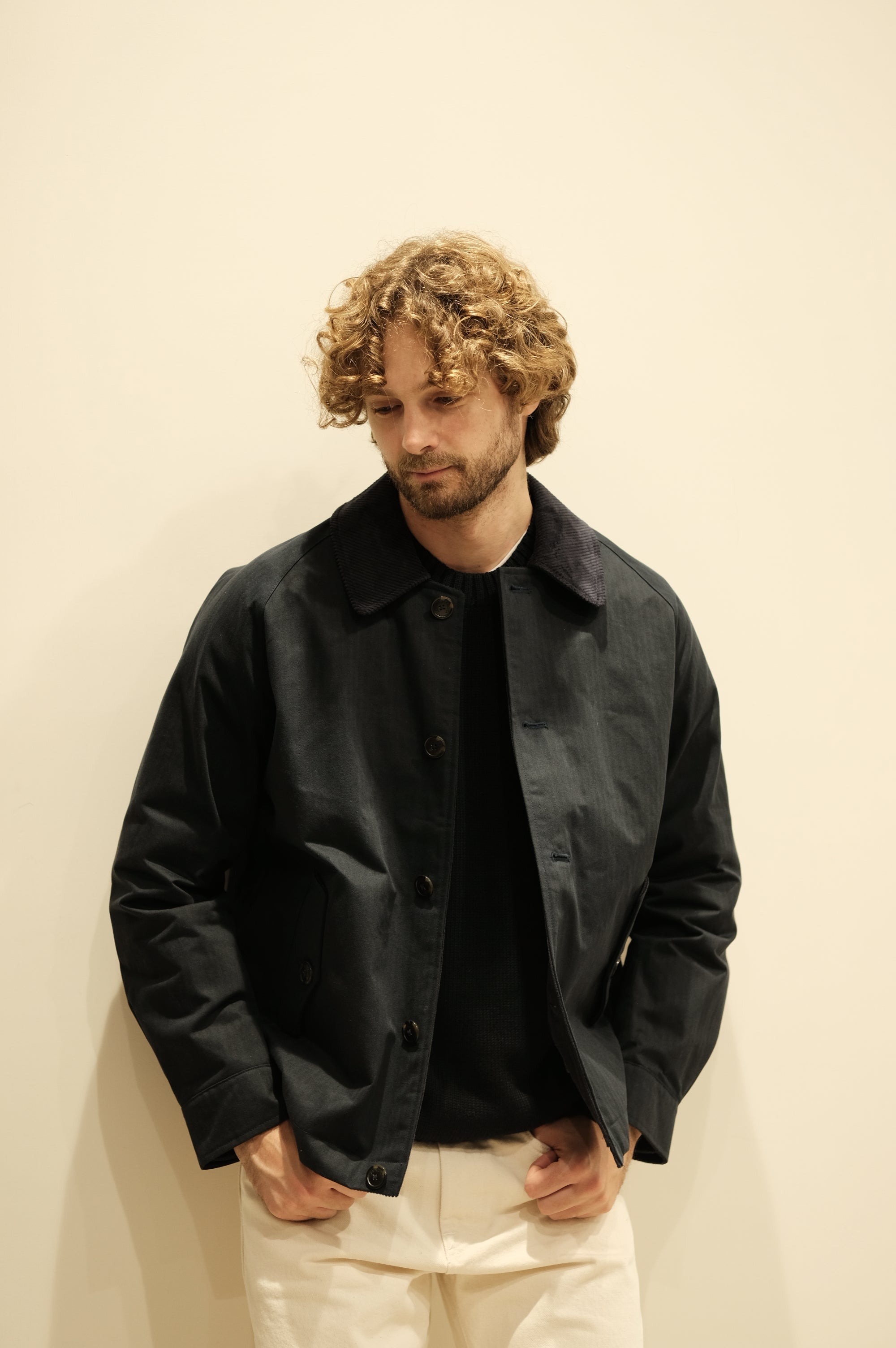 Baracuta Dry Wax Deck Jacket Dark Navy
