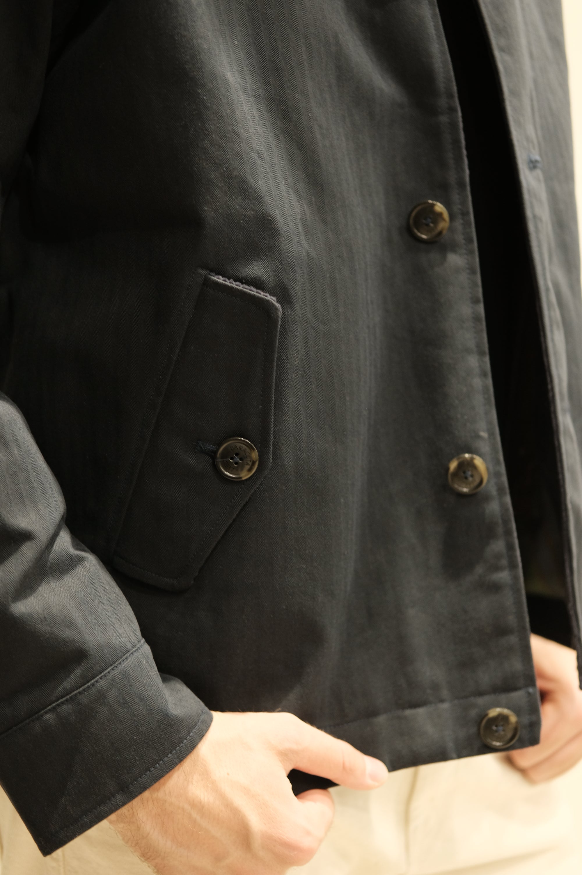 Baracuta Dry Wax Deck Jacket Dark Navy