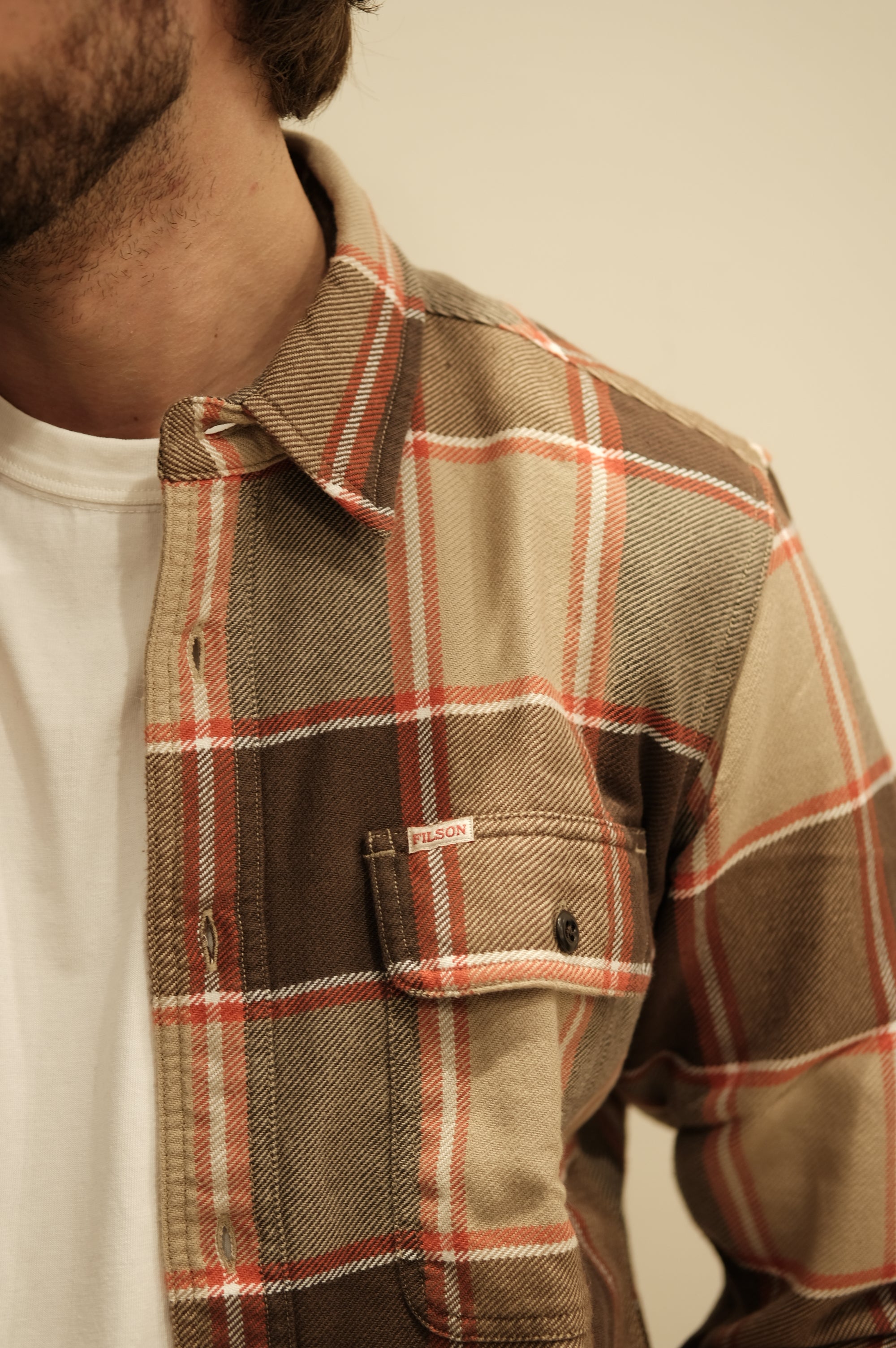 Filson Vintage Flannel Workshirt Tan/Orange/Multi