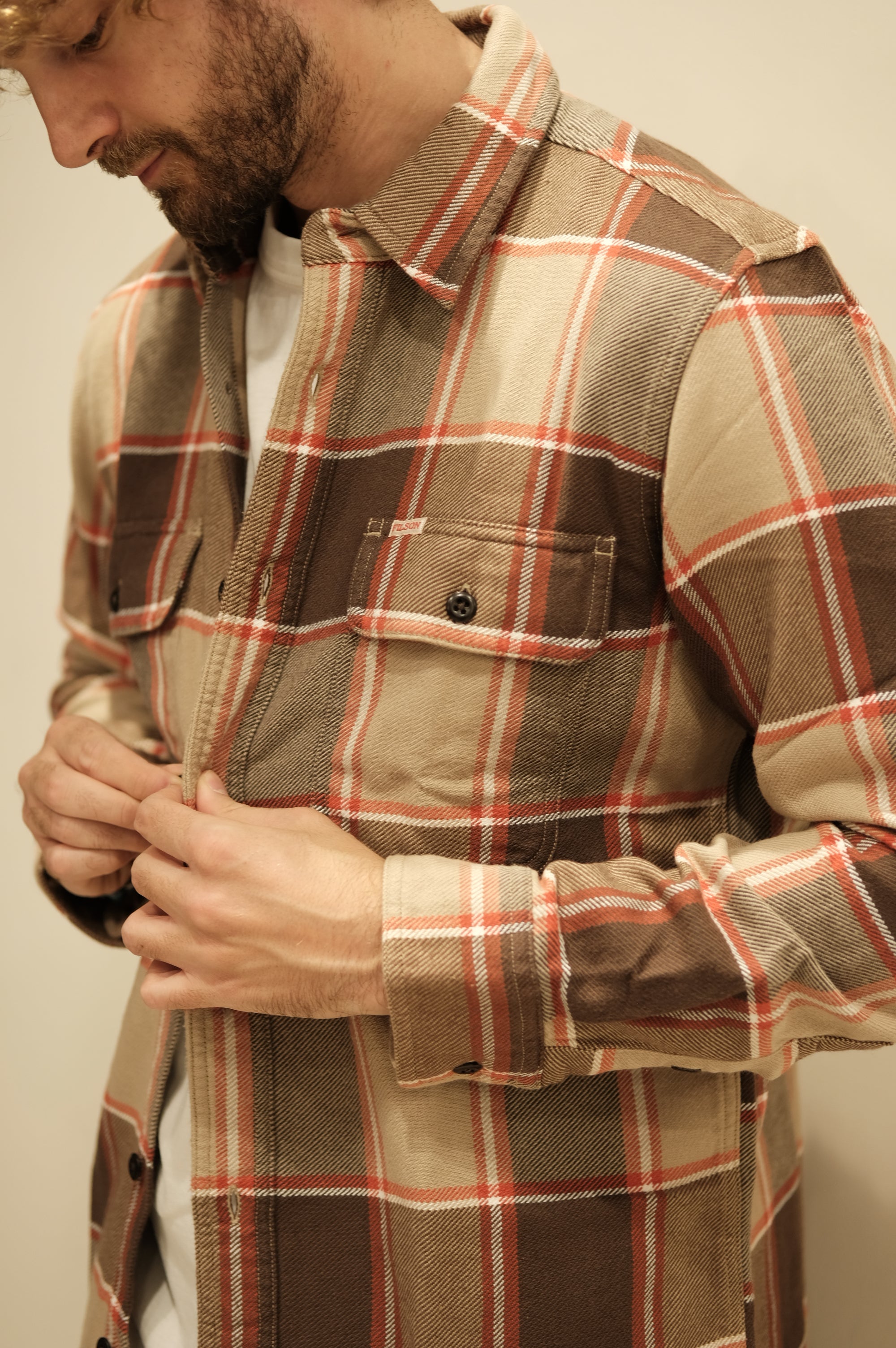 Filson Vintage Flannel Workshirt Tan/Orange/Multi