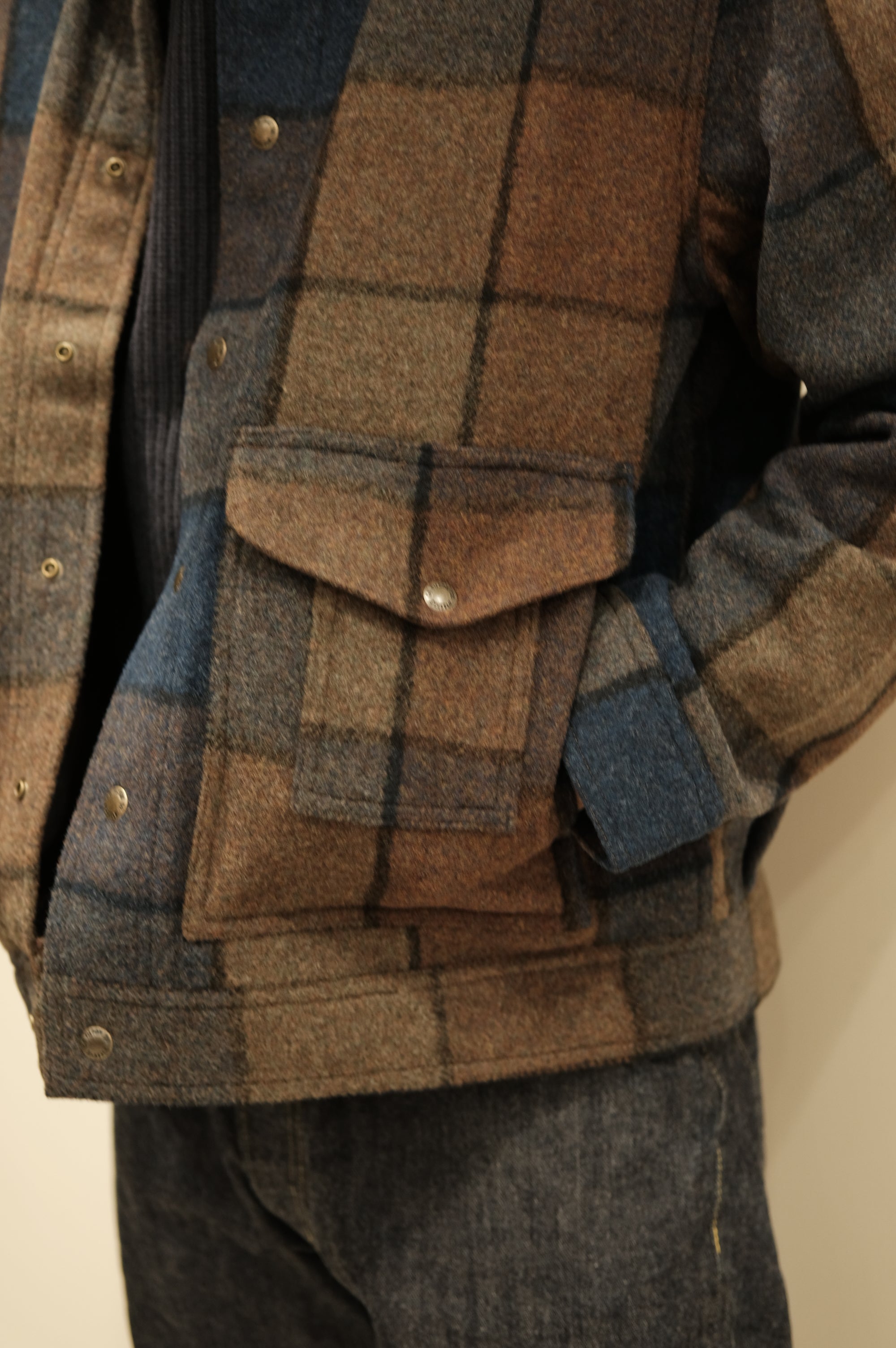 Filson Mackinaw Wool Work Jacket Blu/Brown/Gray
