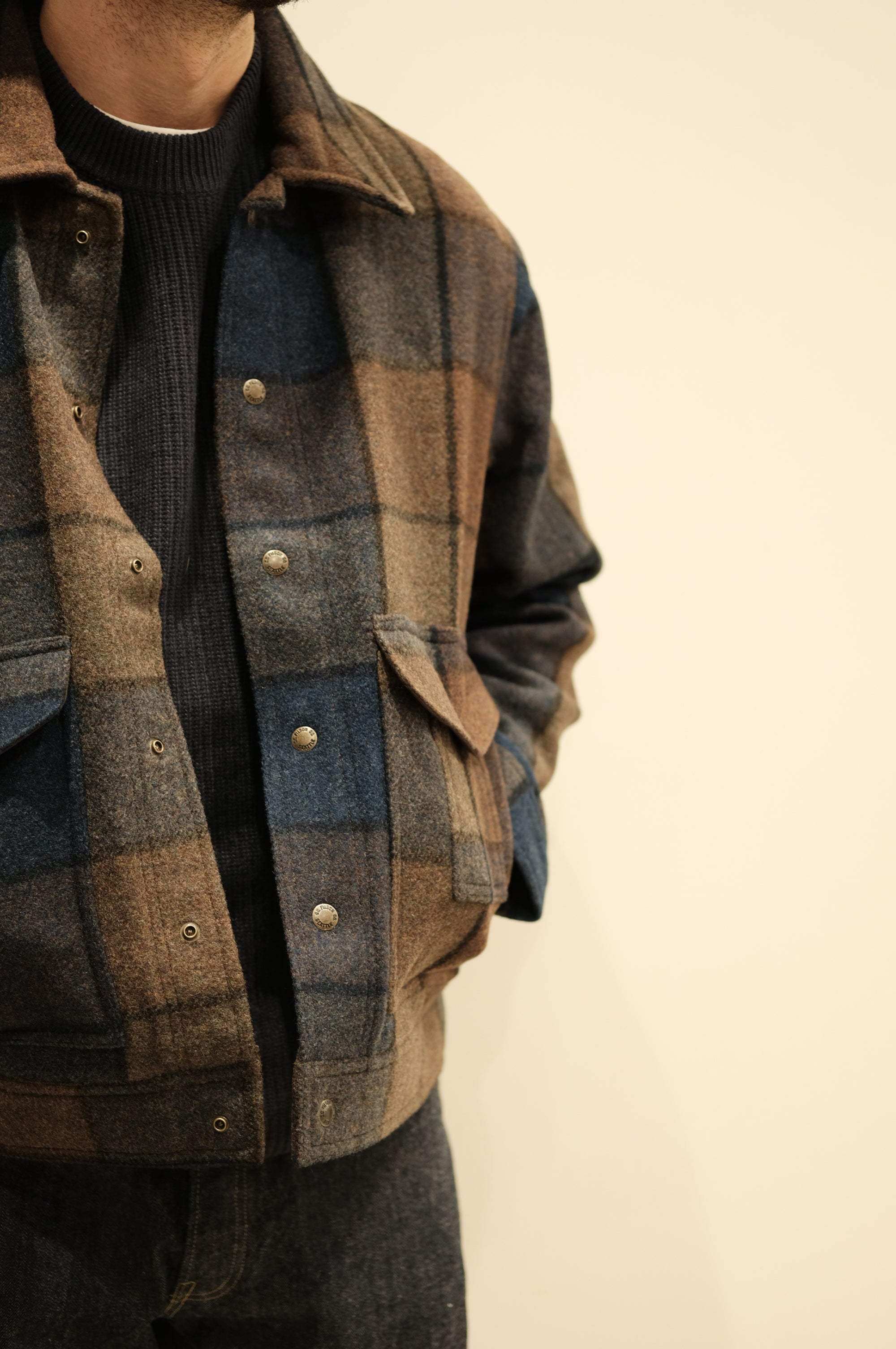 Filson Mackinaw Wool Work Jacket Blu/Brown/Gray