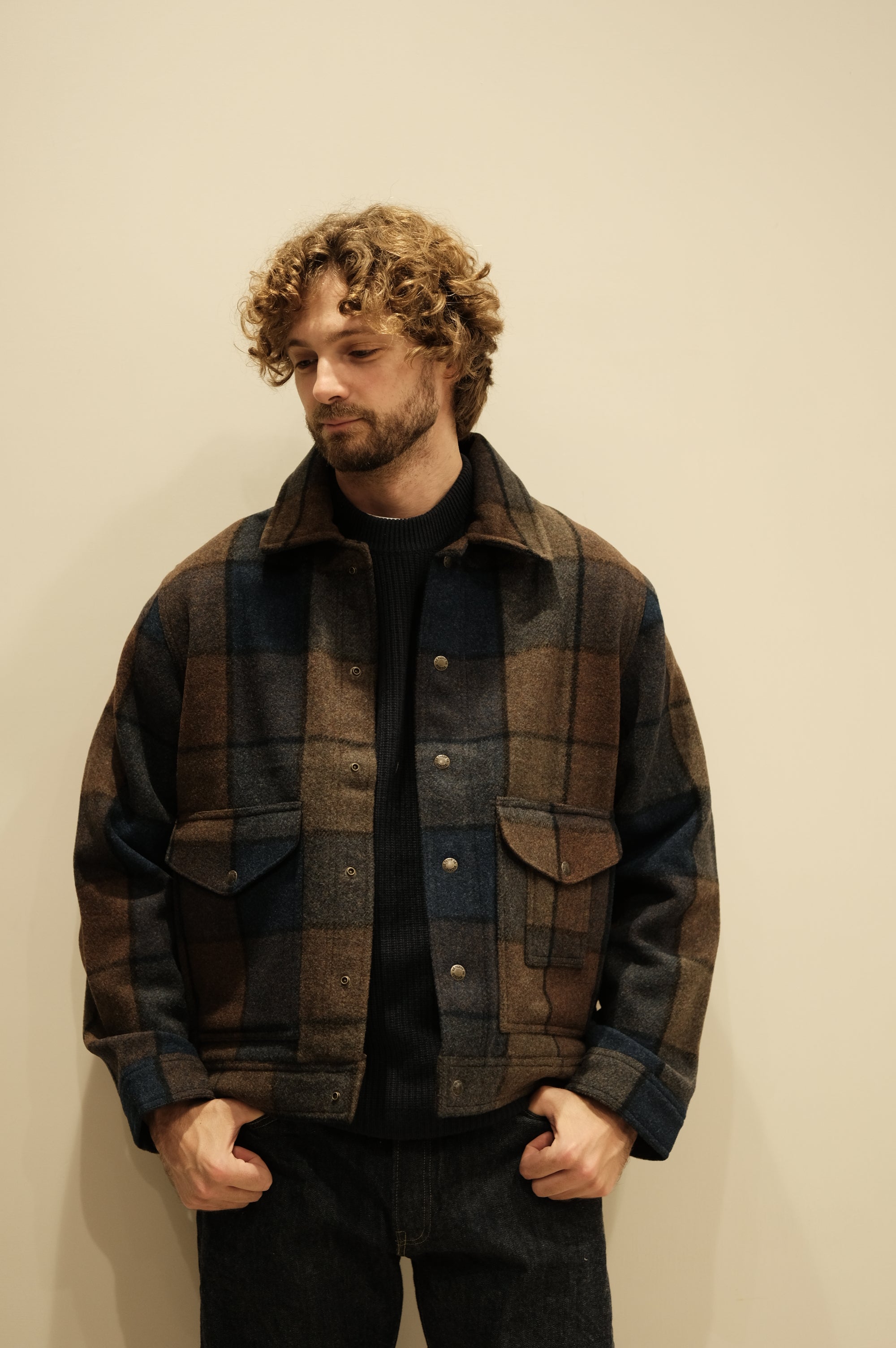 Filson Mackinaw Wool Work Jacket Blu/Brown/Gray