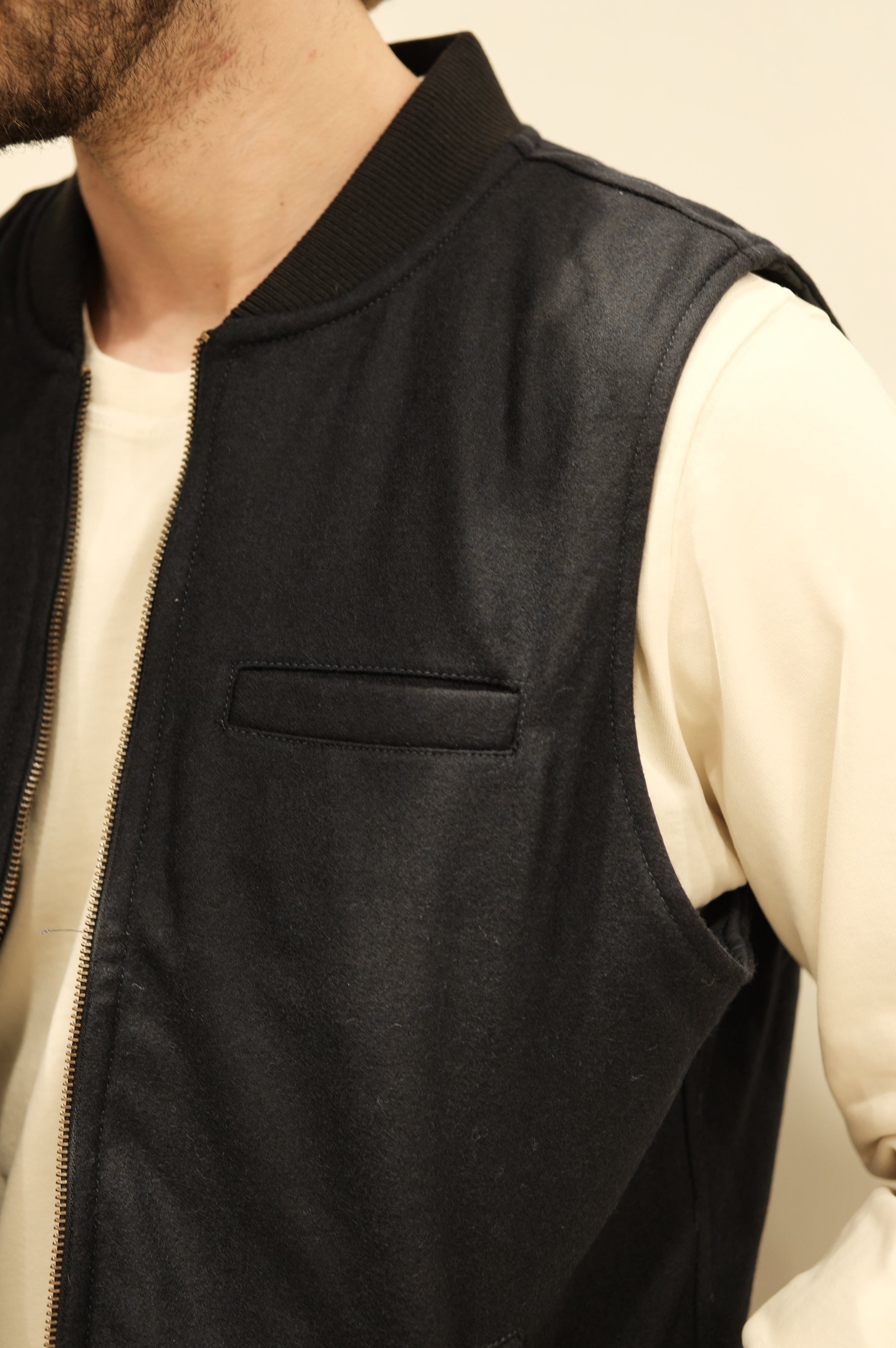 Blker Boiled Wool Vest Reversible Owl Navy