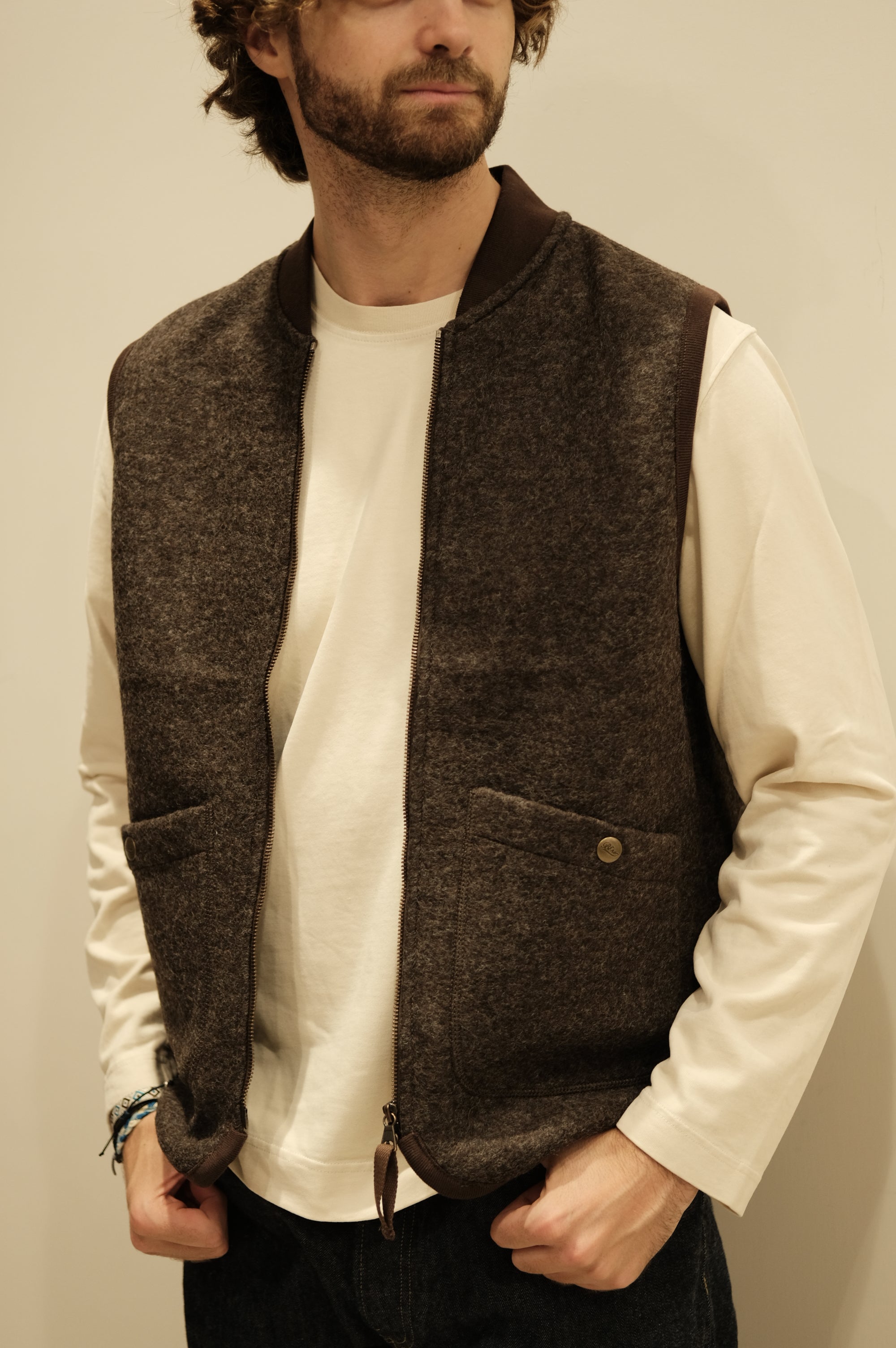 Blker Boiled Wool Vest Wolf Brown