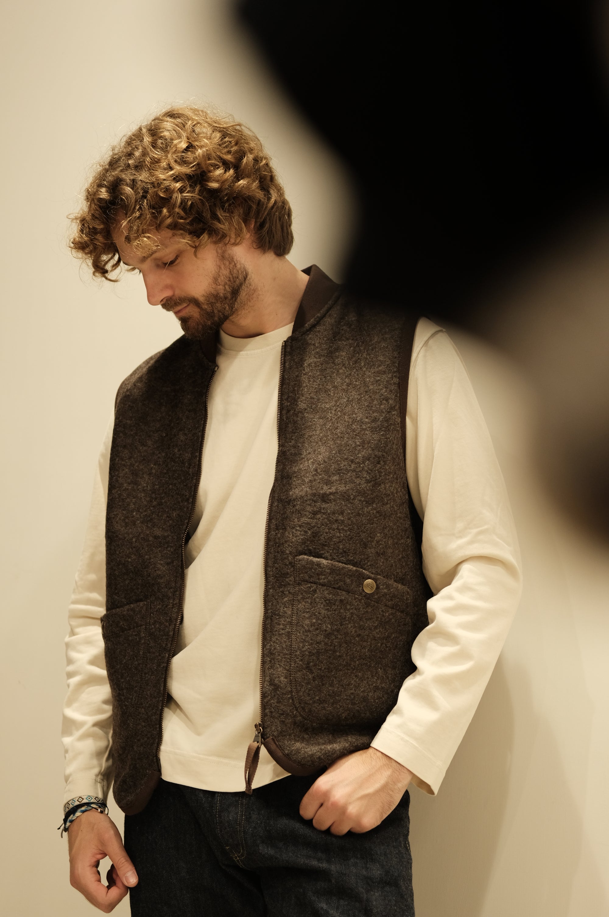 Blker Boiled Wool Vest Wolf Brown