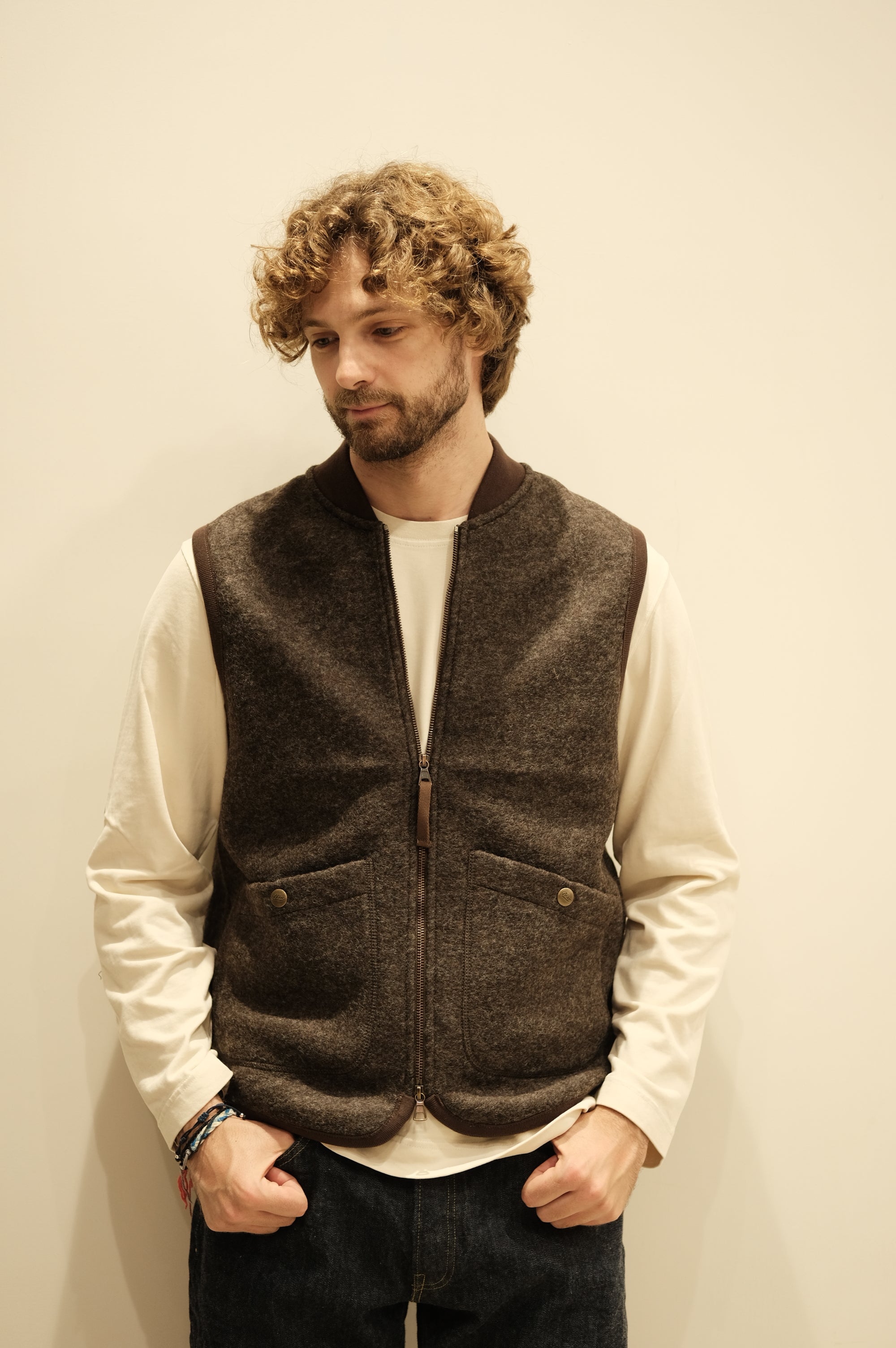 Blker Boiled Wool Vest Wolf Brown