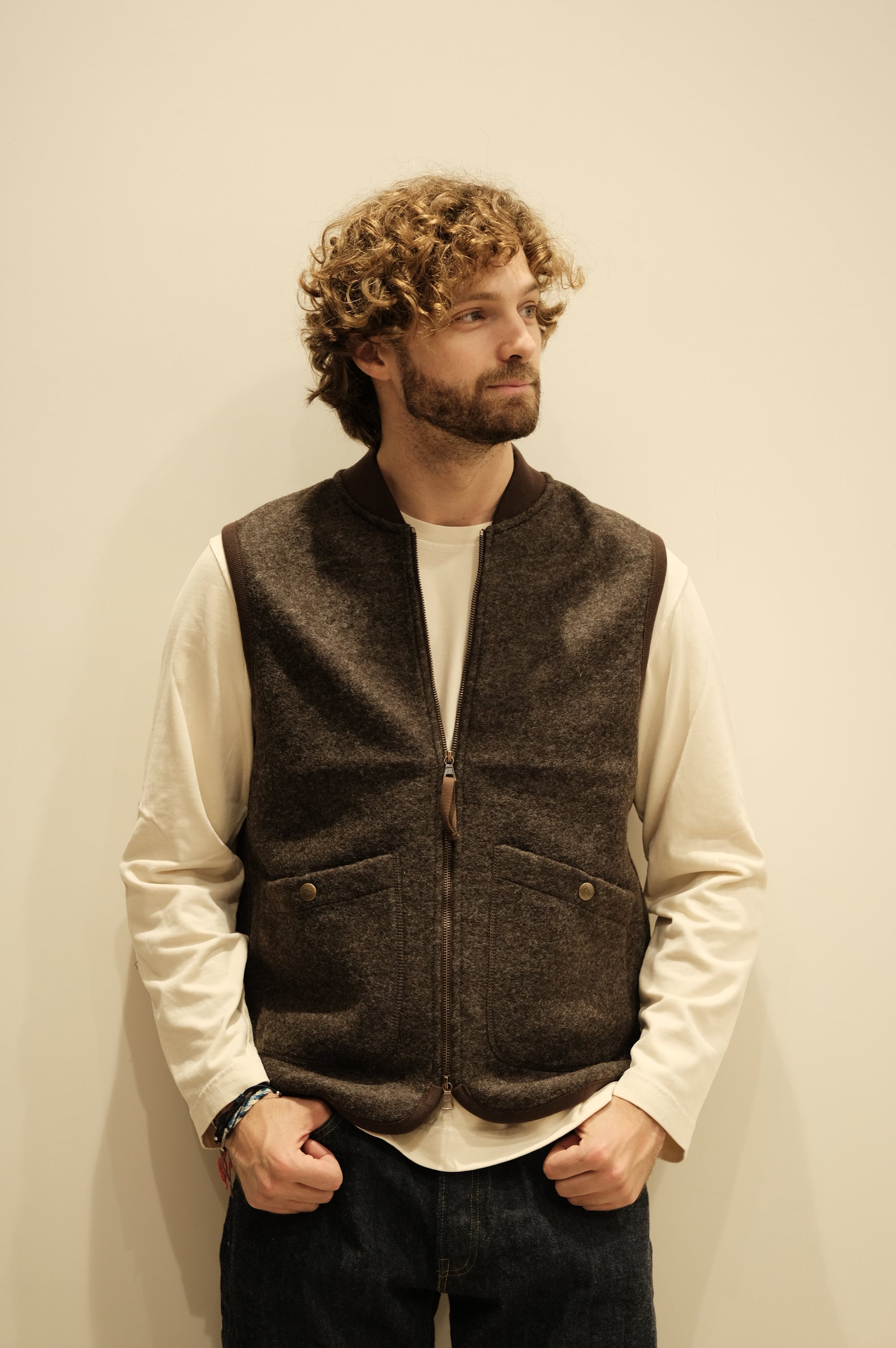 Blker Boiled Wool Vest Wolf Brown