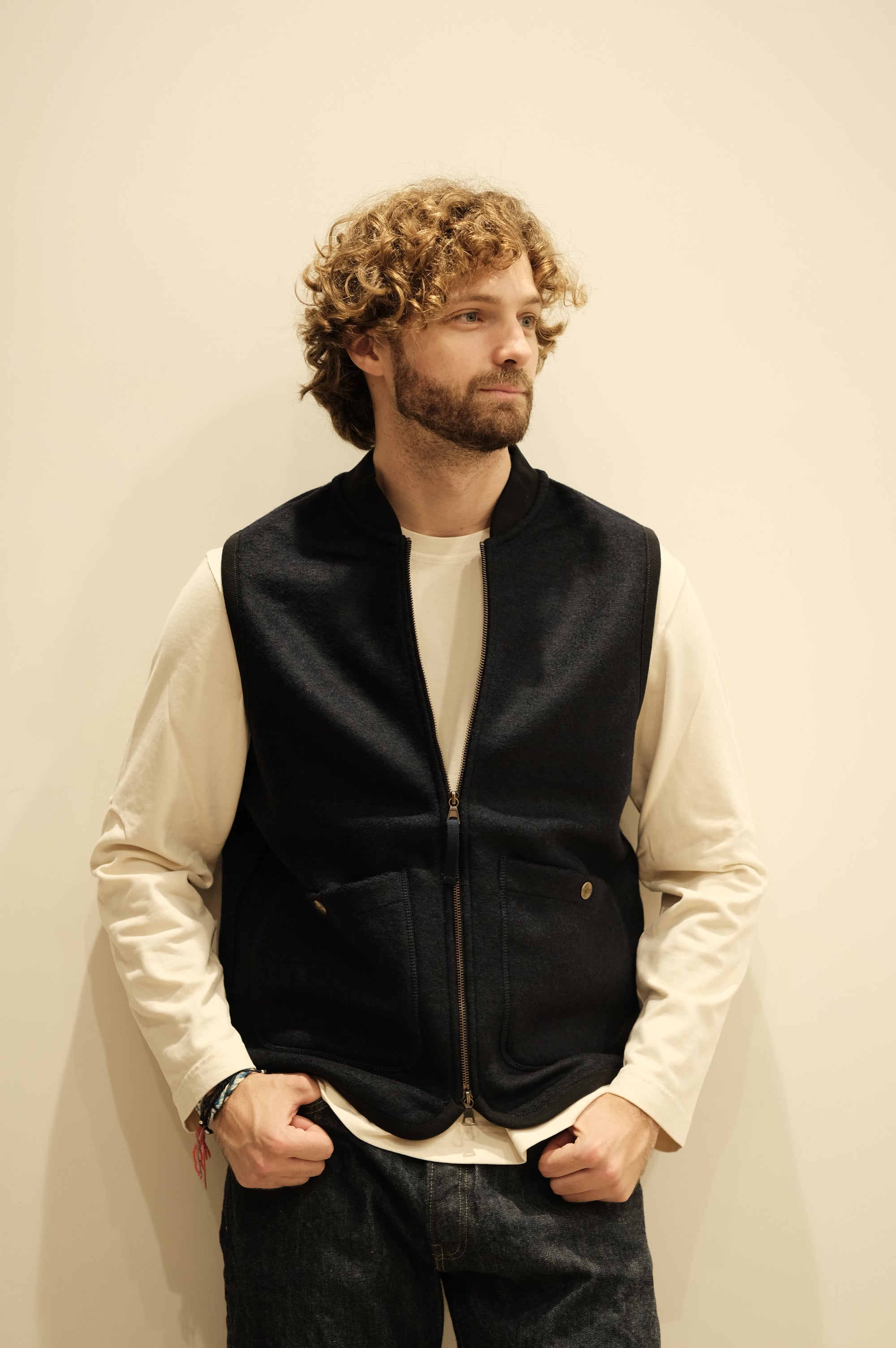 Blker Boiled Wool Vest Wolf Navy