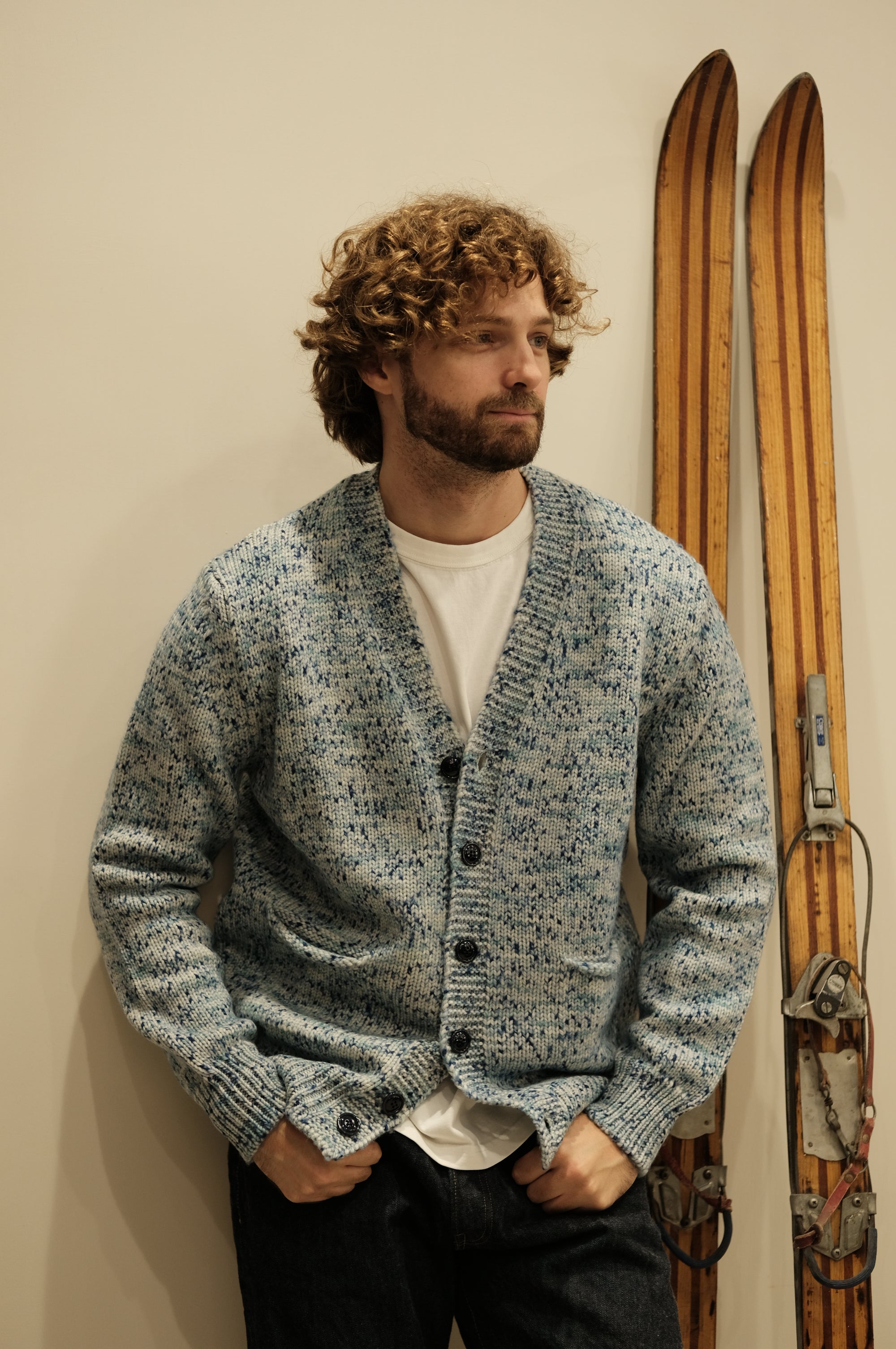 Gaffi & Co. Cardigan Lana Merinos Blu - Mountain Pack