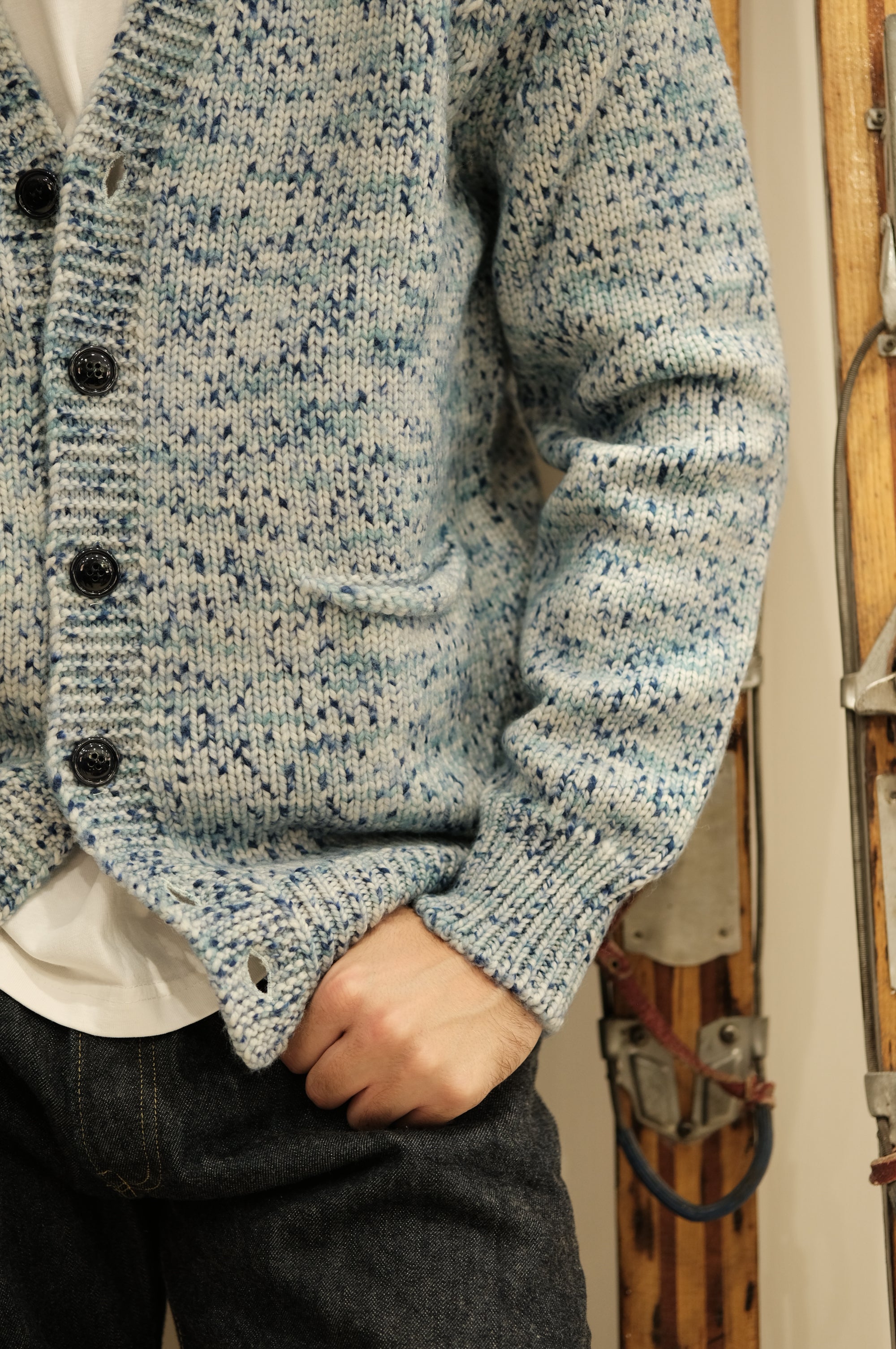 Gaffi & Co. Cardigan Lana Merinos Blu - Mountain Pack