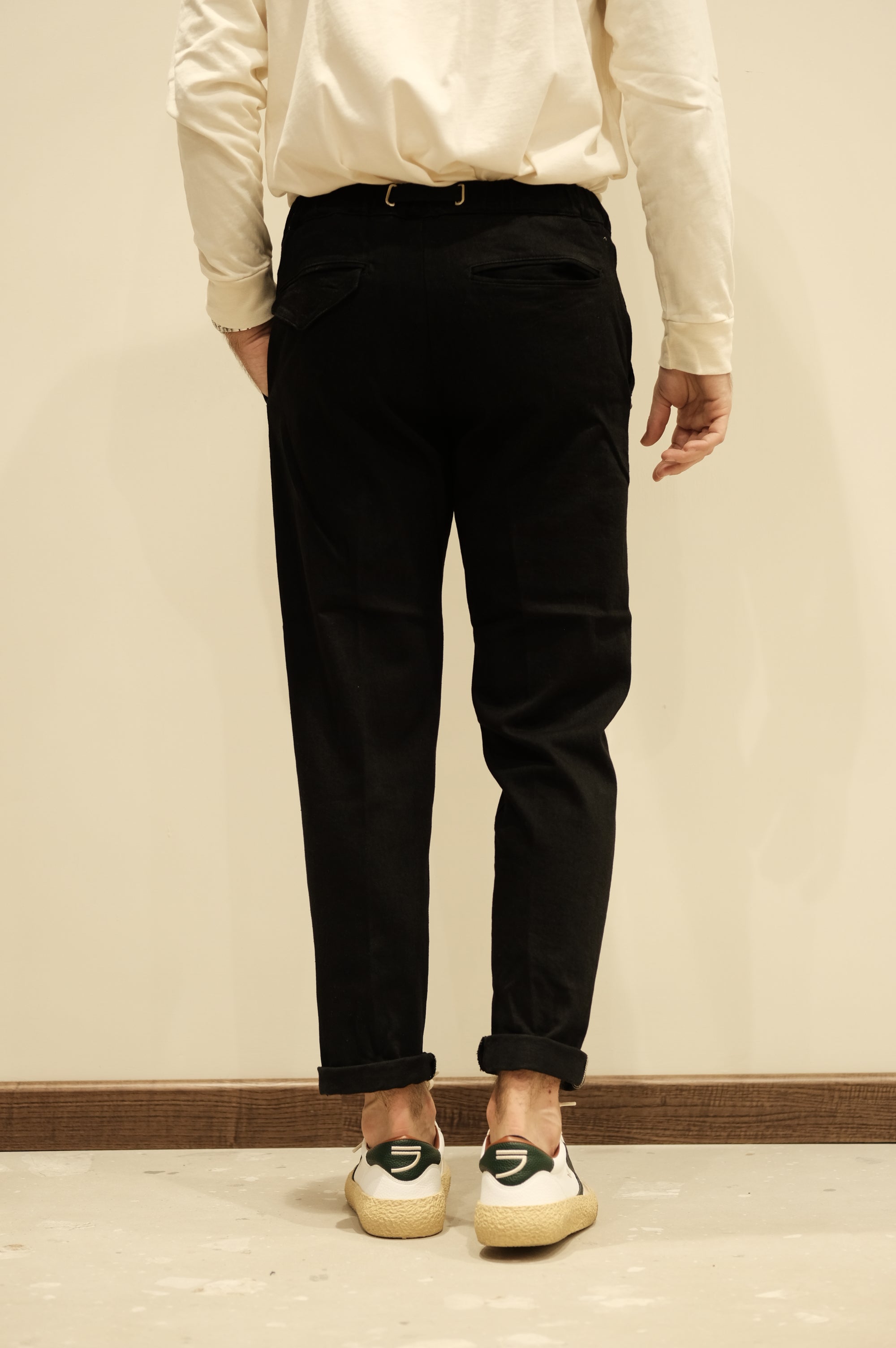 White Sand Pantalaccio Denim Cimosato Nero