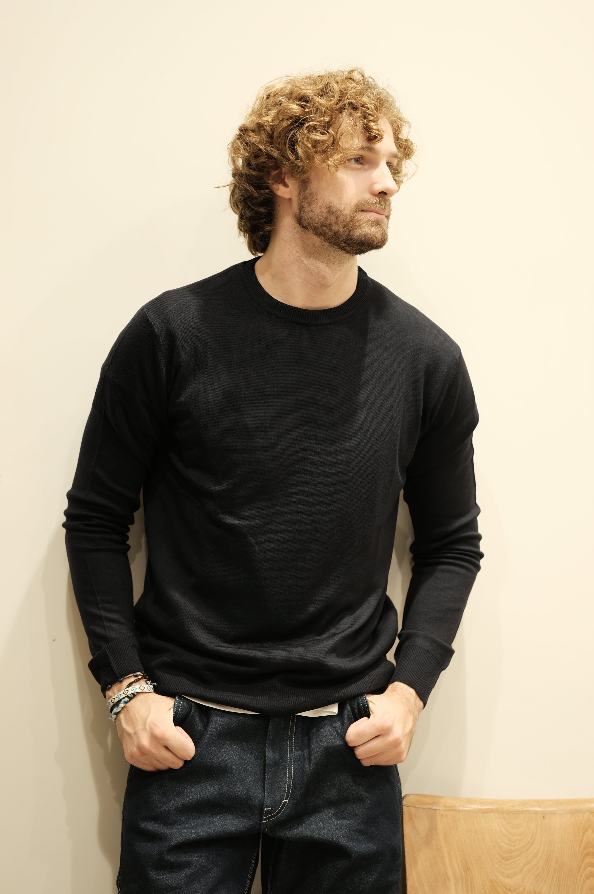 Gaffi & Co. Maglia Girocollo Lana Merino Blu