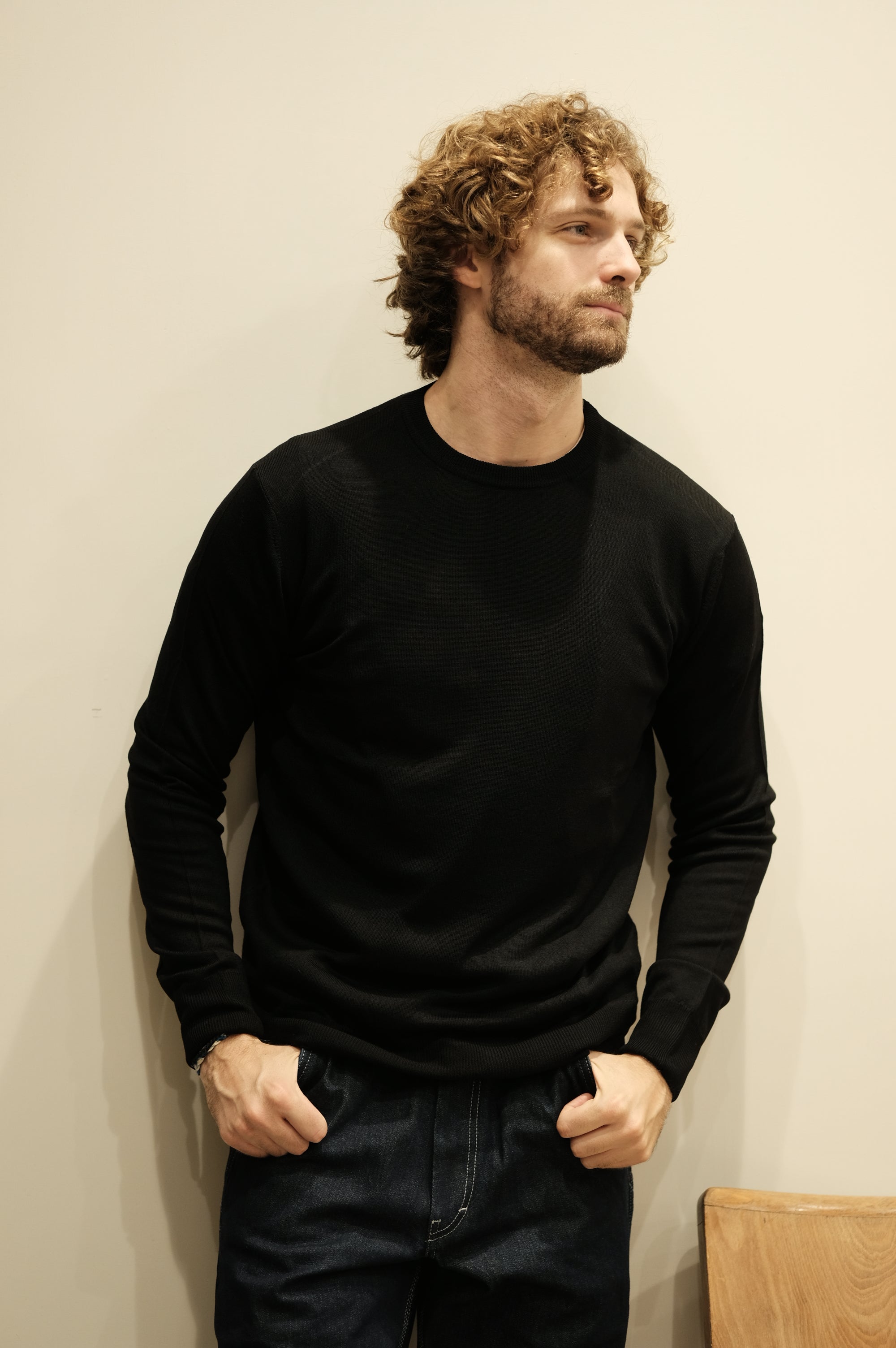 Gaffi & Co. Maglia Girocollo Lana Merino Nero