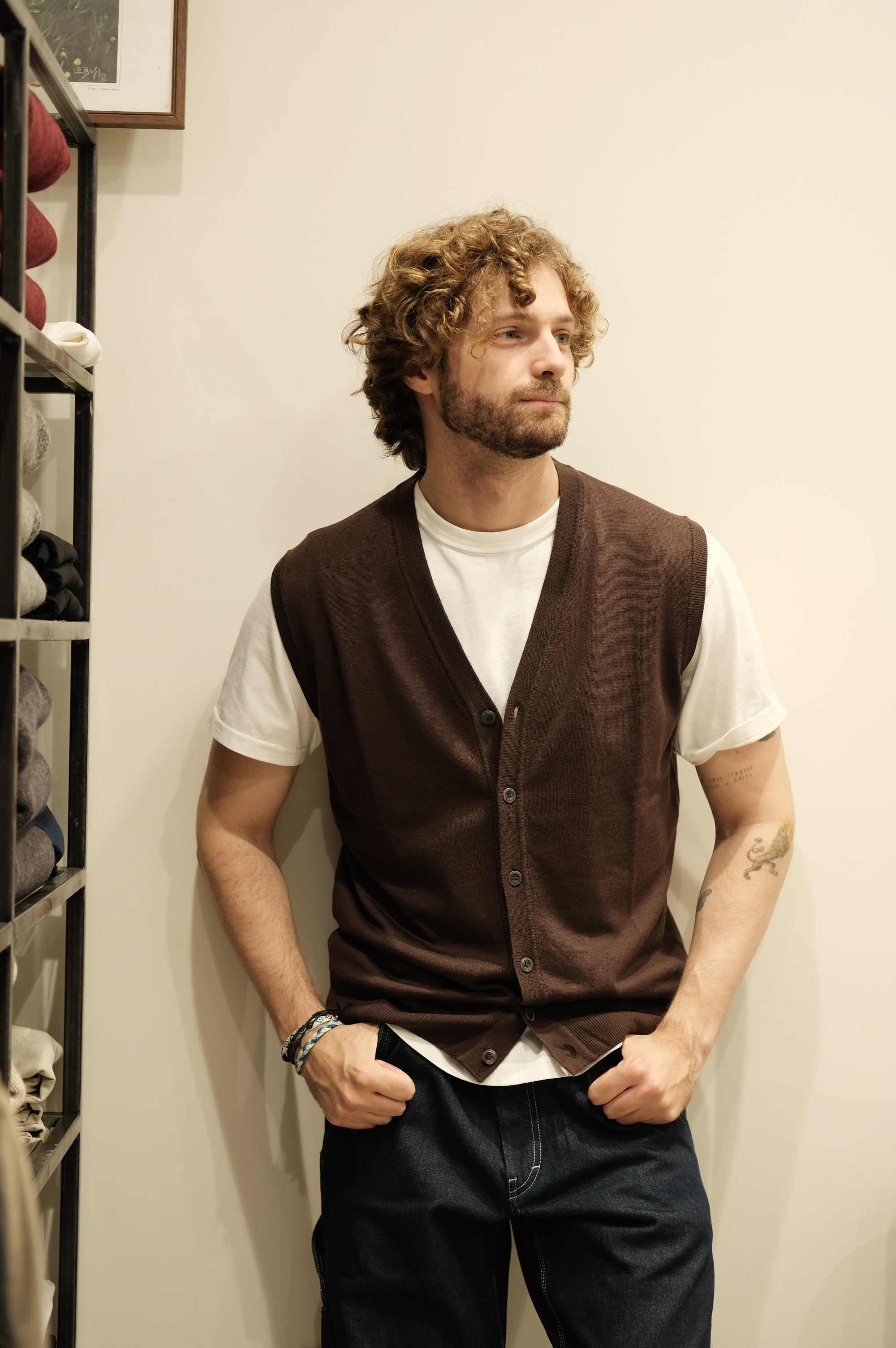 Gaffi & Co. Gilet Bottoni Lana Merino Moro