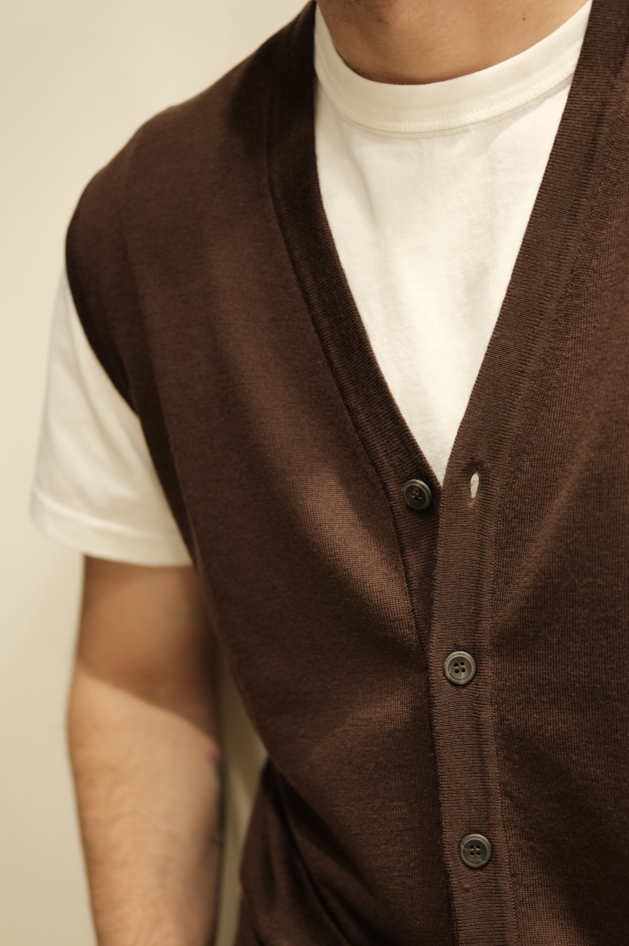 Gaffi & Co. Gilet Bottoni Lana Merino Moro