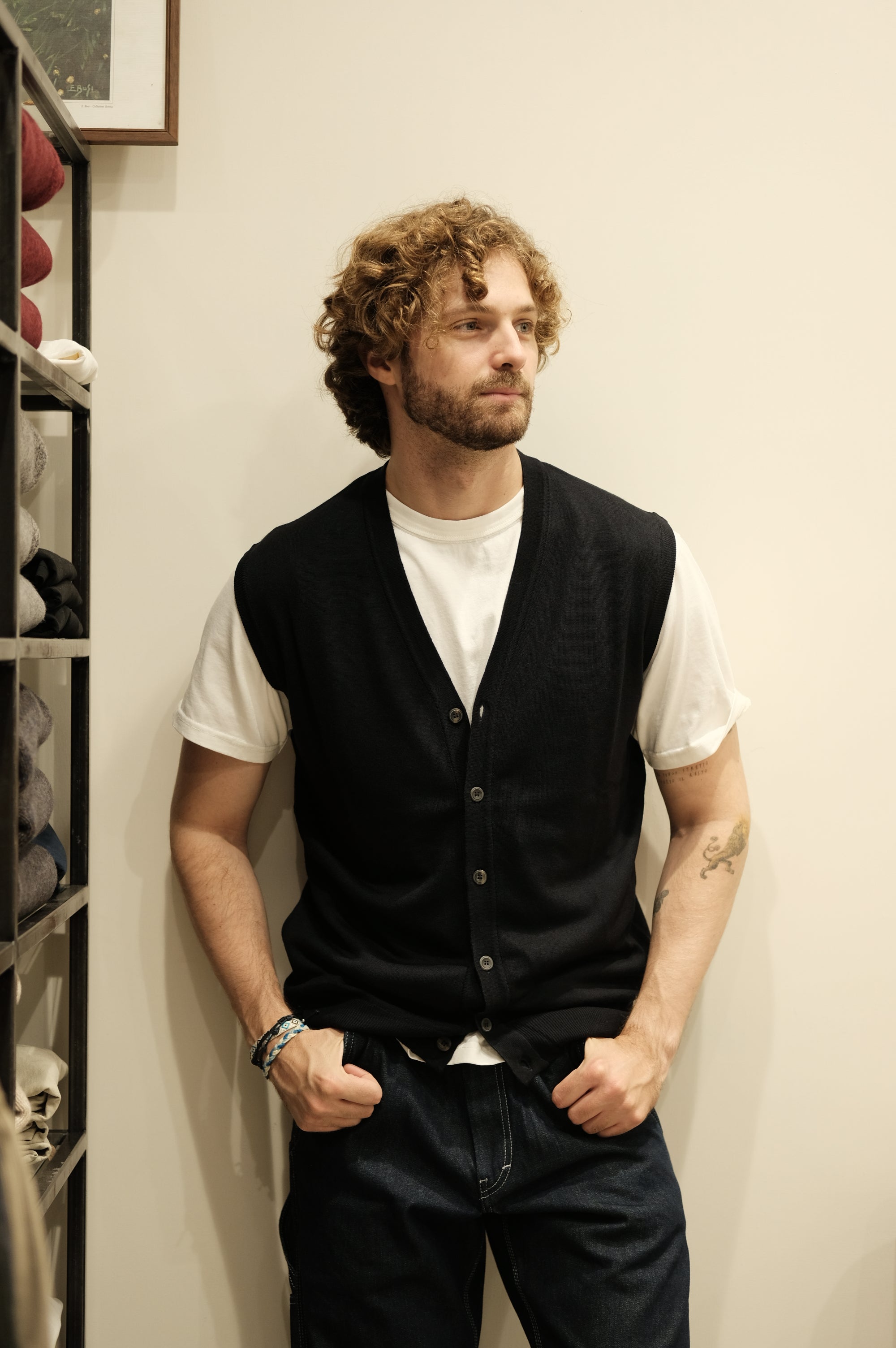 Gaffi & Co. Gilet Bottoni Lana Merino Blu