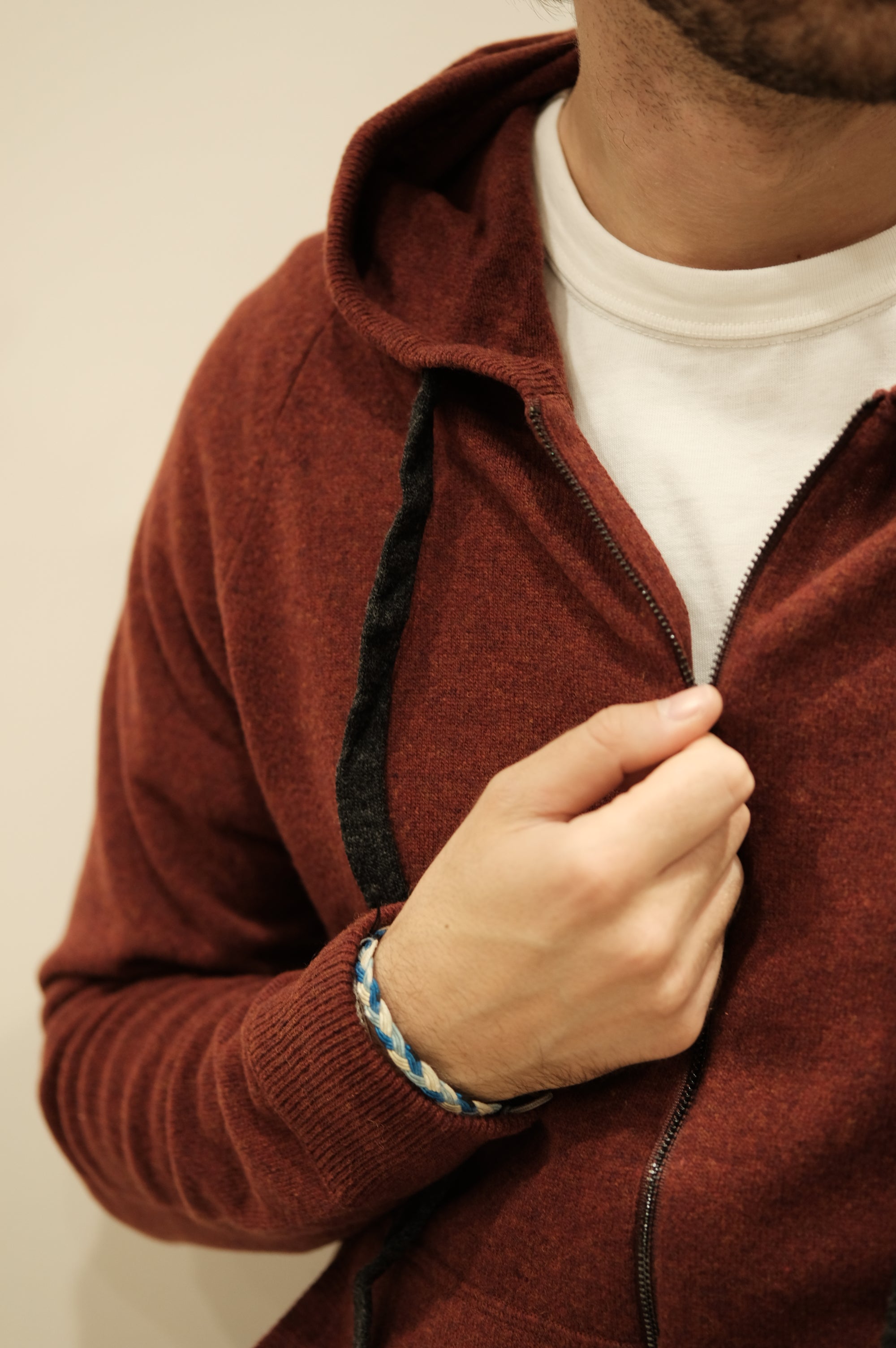 Gaffi & Co. Maglia Full Zip Cappuccio 1.5914 Ruggine