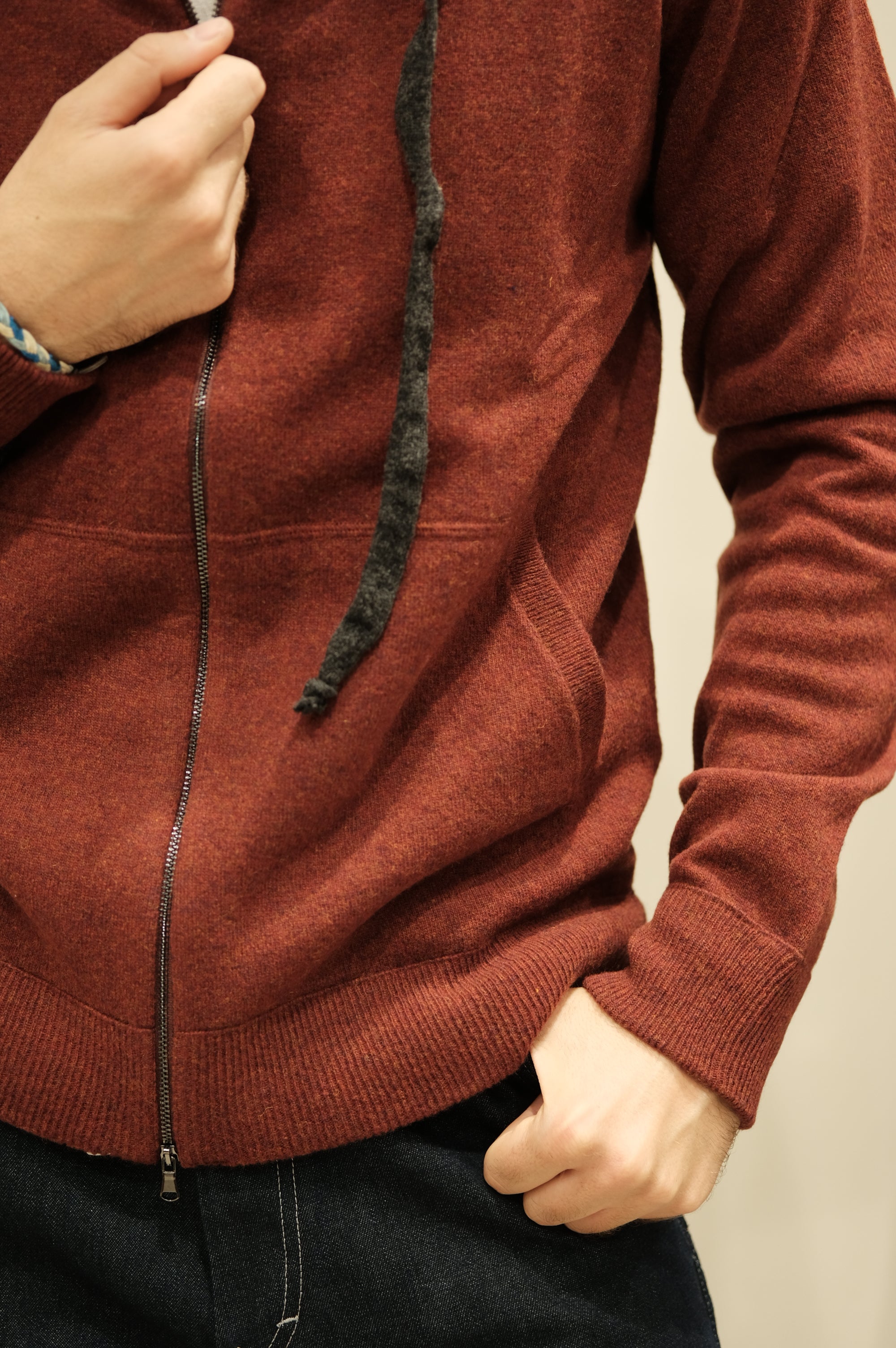 Gaffi & Co. Maglia Full Zip Cappuccio 1.5914 Ruggine