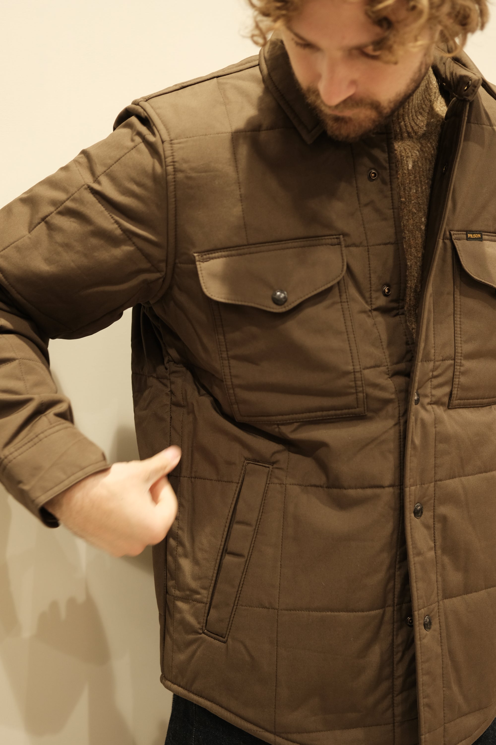 Filson Cloth Quilted Jacket-Shirt Slate Black