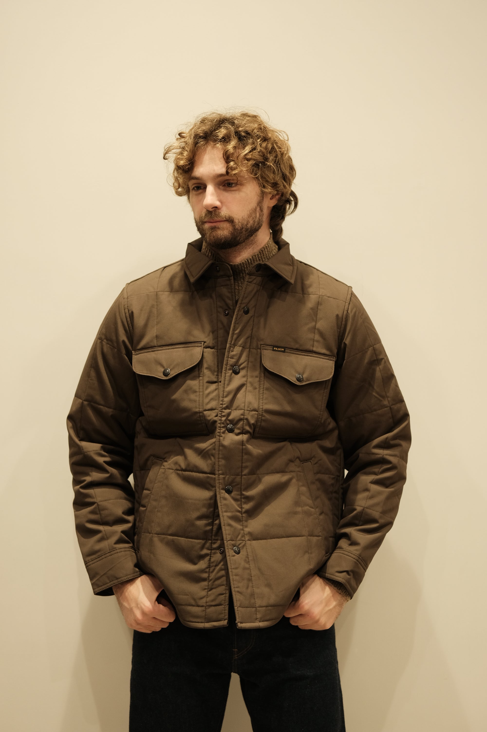 Filson Cloth Quilted Jacket-Shirt Slate Black
